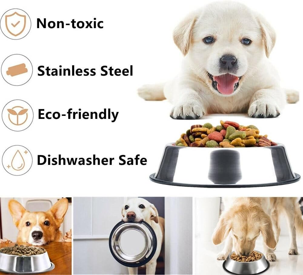 Leona Co Stainless Steel Metal Dog Bowl, 790/1190Ml, Heavy Duty, Rust Resistant, anti Sliding, Pet Water Dish Feeder Bowl for Cats and Dogs, Dry and Wet Foods (1190Ml) image number 2