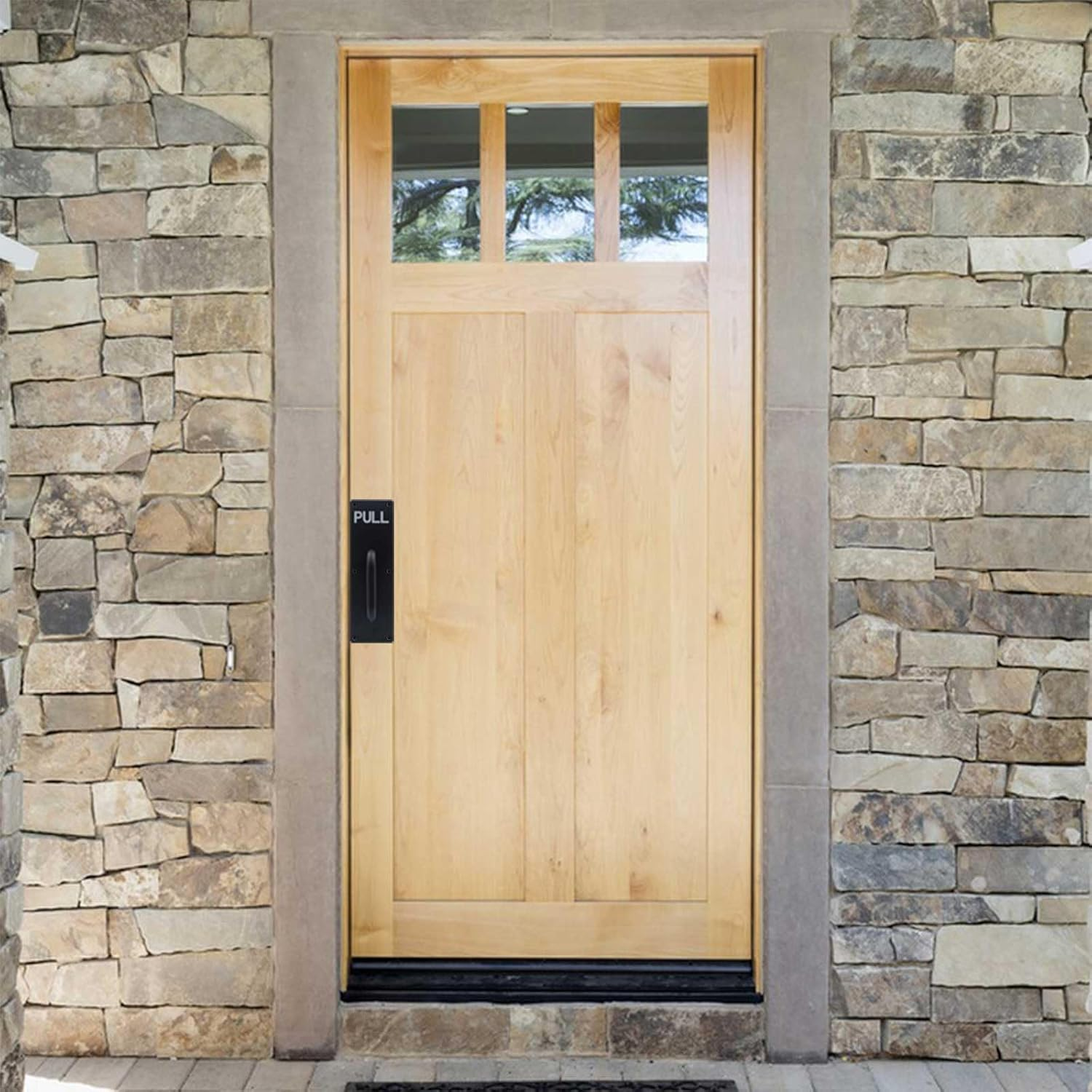 GINZER Push Pull Door Handle Set, Aluminum Alloy Push Pull Plates, Commercial Black Heavy Duty Sliding Door Handles 300 X 100 Mm, Perfect for Garage Restaurant & Business Place image number 6