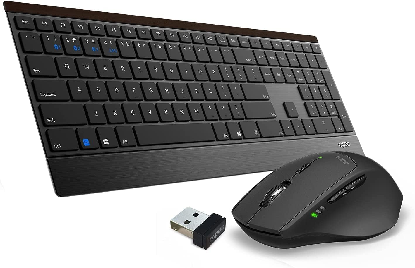 Wireless Keyboard and Mouse Combo, RAPOO 9500M Multi-Device Wireless Keyboard and Mouse Combo, Portable Ultra-Slim Keyboard and Mouse Set, Computer Keyboard for Windows 10/Android/Mac OS image number 3