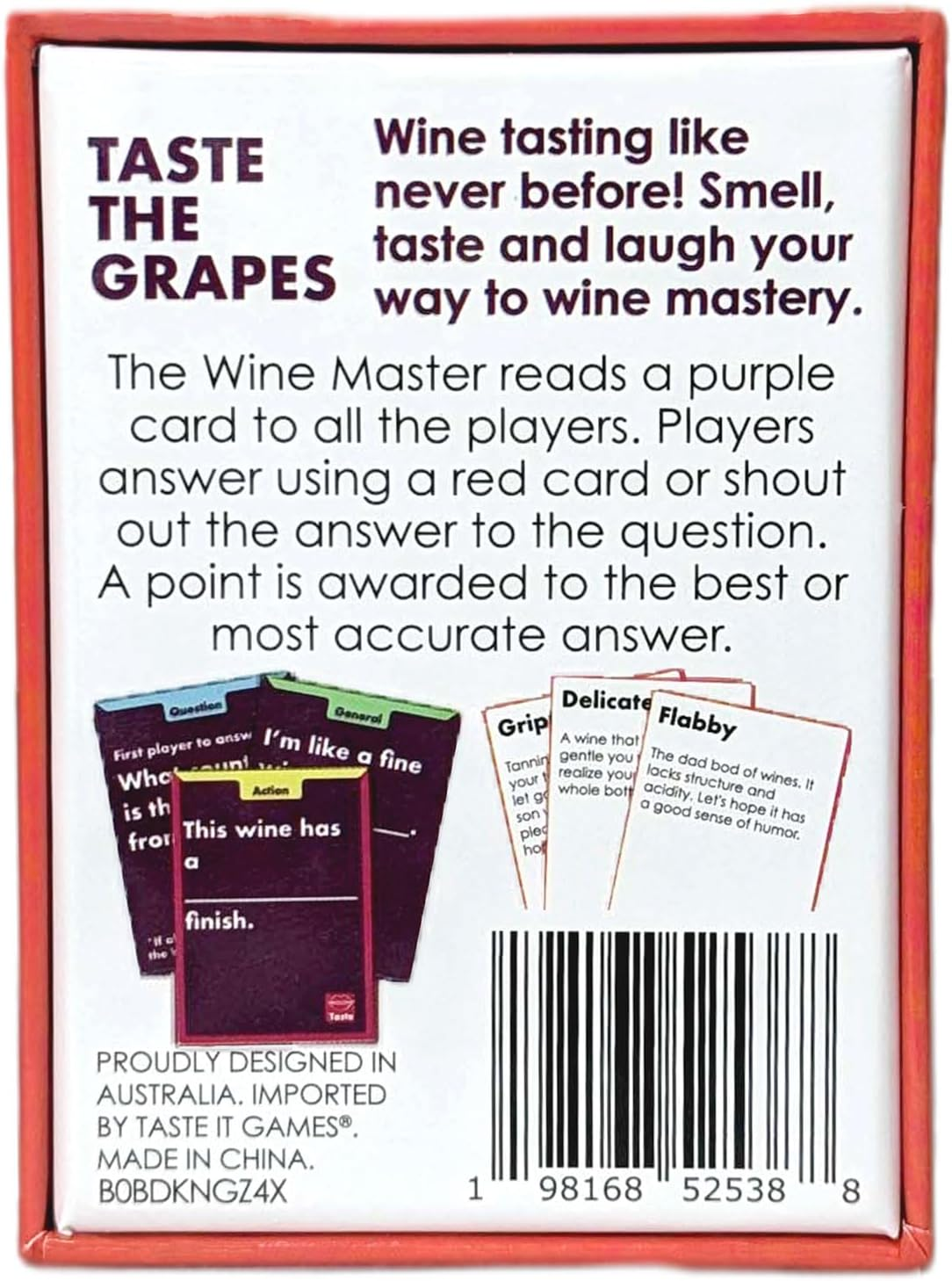 Taste the Grapes - Tasting Card Games. a Fun Time for Friends and Vino Lovers to Play. Corporate Present, Mother'S Day and WSET Education Study