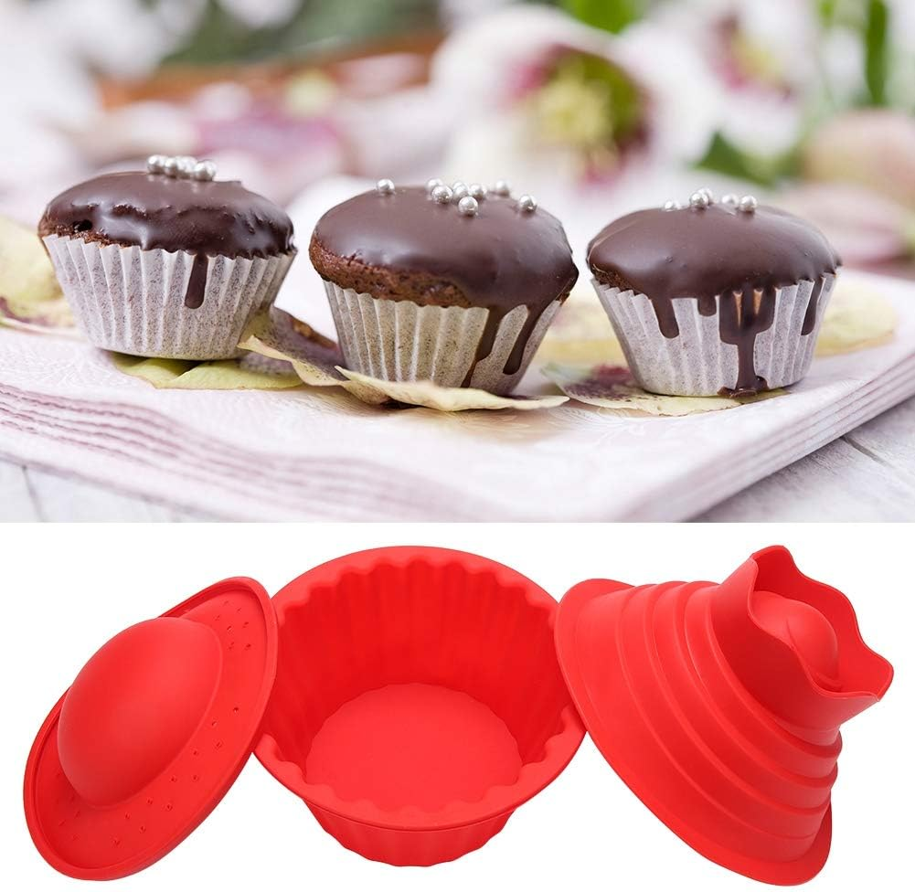 Giant Big Silicone Cupcake Cake Mould Top Cupcake Bake Set Baking Mold, Cupcakes Bake Set, Giant Cupcake Mold, Silicone Cupcake Cake Mould, Red 3 Pack Giant