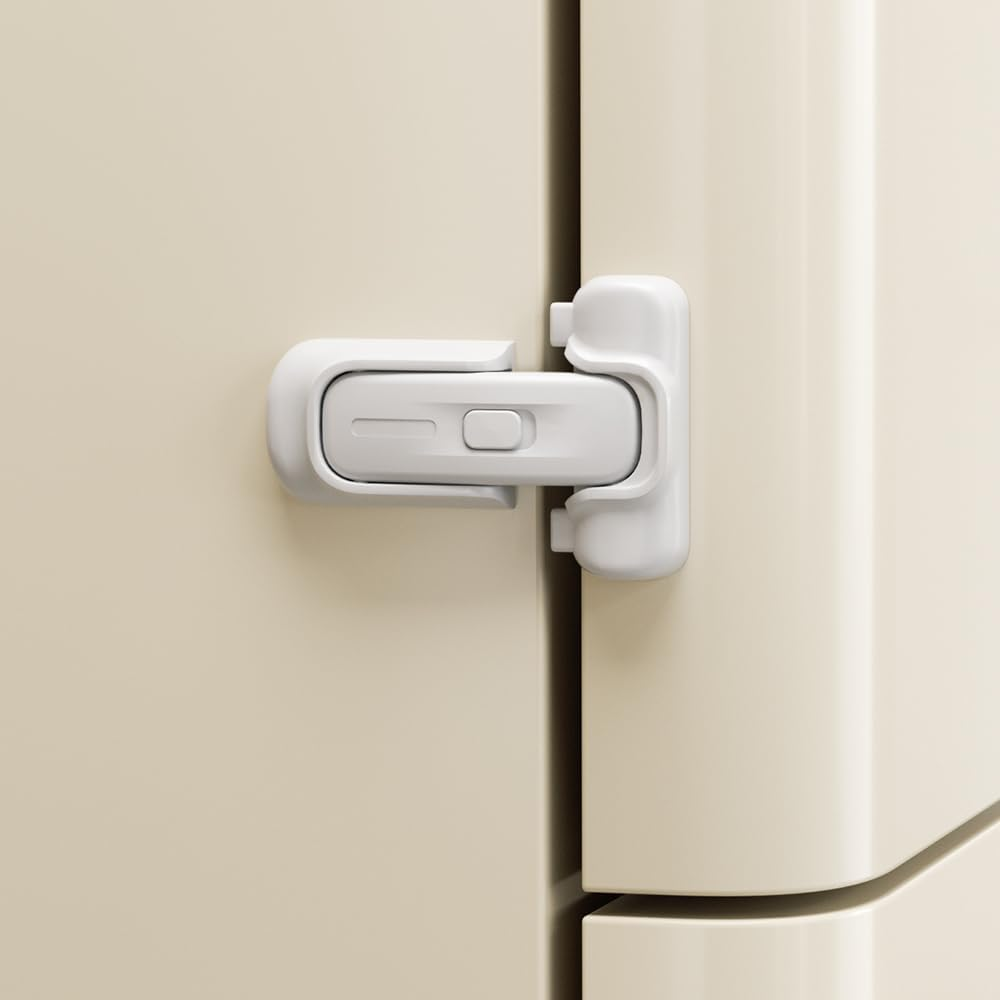 SAFELON Baby Safety Refrigerator Lock, Child Proof Fridge Door Lock, Protect Refrigerators with Damaged Sealing Strips, No Tools Required (White, 2 PCS)