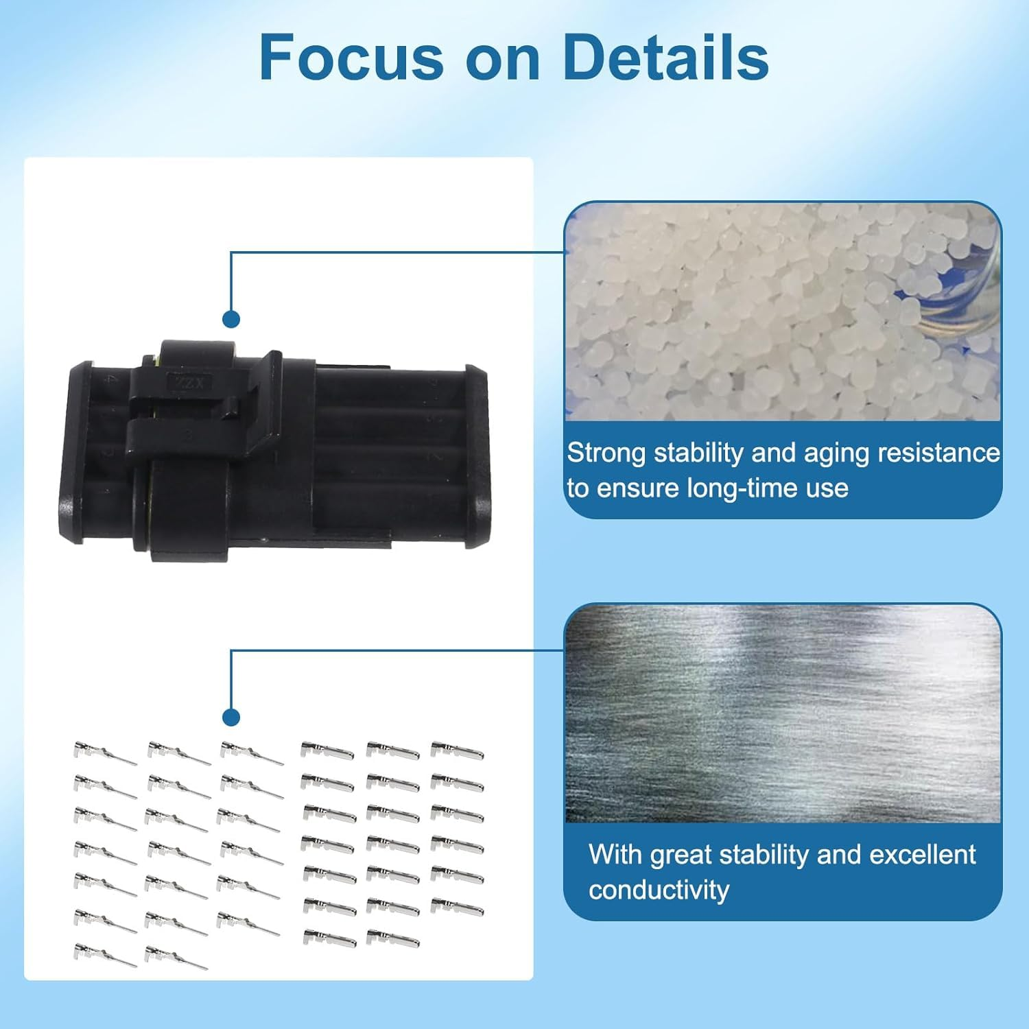 708PCS Waterproof Automotive Electrical Connector Terminals Kit,12V Car Electrical Wire Connectors Plug Kit,1/2/3/4/5/6 Male and Female Pin Connectors for Motorcycle, Truck, Car, Boats image number 3