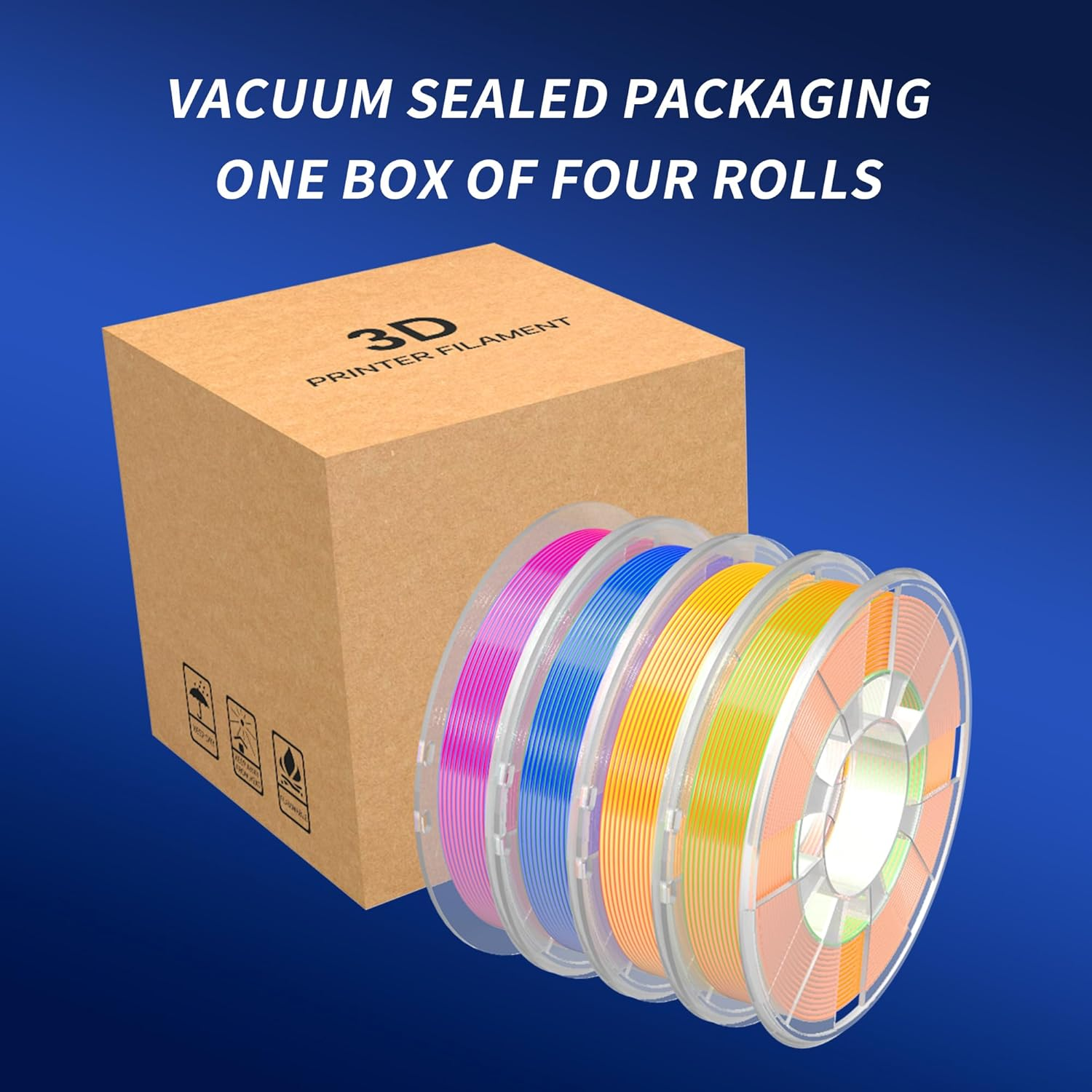 RAMBERY Silk Dual Color Filament PLA 3D Printer 1.75Mm +/- 0.03Mm Coextrusion Filament PLA Shiny 250G X 4Pack, Red Blue, Gold Red, Blue Green, Gold Green image number 1