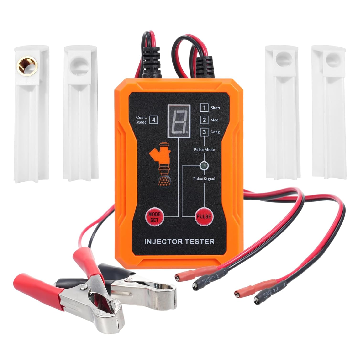 Domary Universal Fuel Injector Tester Cleaner Tool Kit 8 Pulse Modes with Adapters Short Circuit Protection (Orange)