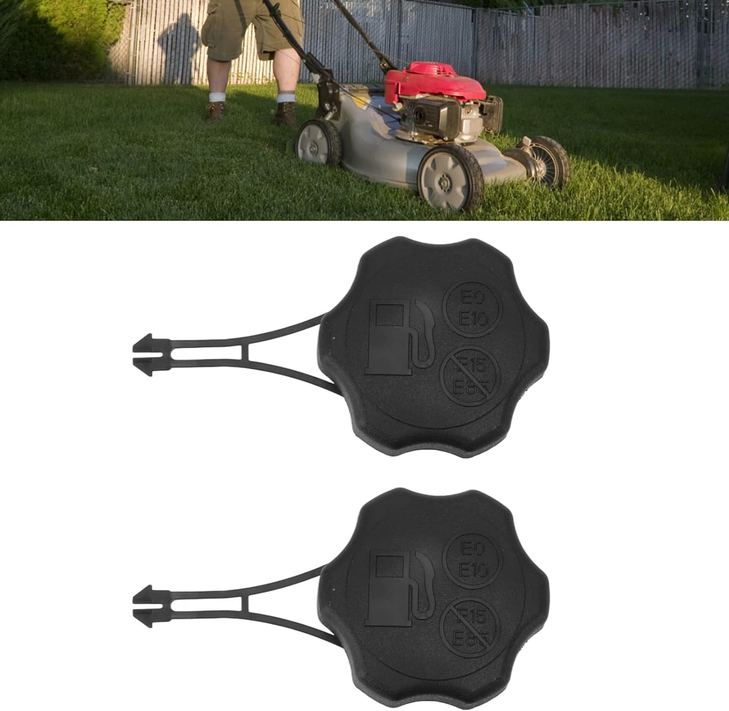 2Pcs Fuel Cap 594061, Efficient Fuel Locking Gas Cap Fit for Lawn Mower Briggs and Stratton Wtether 675Exi, 725Exi Series, Engine Lawn Mower with Tether Fuel Cover image number 1