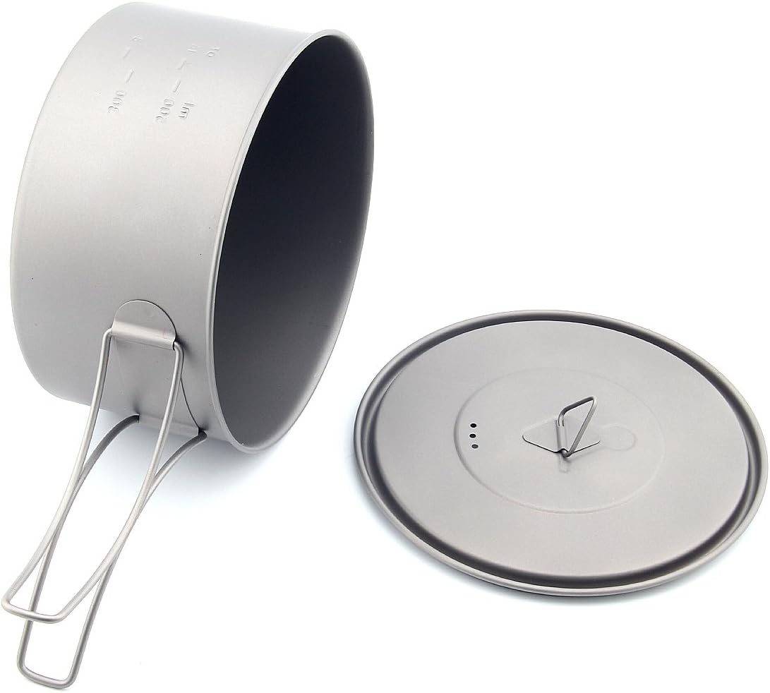 TOAKS Ultralight Titanium Camping Pot, 900Ml, Silver, Uncoated, Folding Handle, Includes Lid & Mesh Storage Sack image number 6