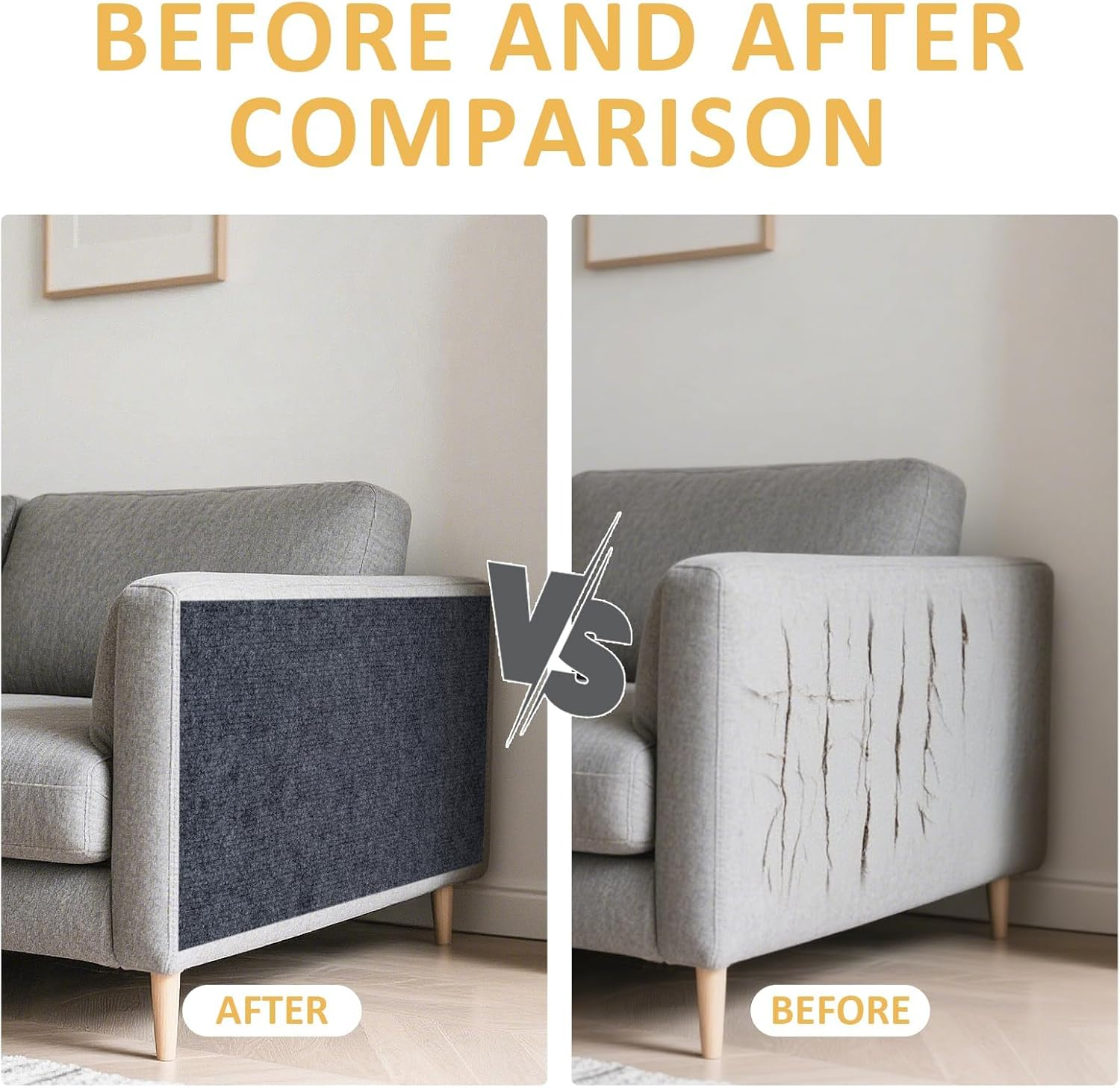 Rewallpaper Cat Scratch Mat Trimmable Sisal Textured Dark Grey Cat Carpet Scratching Post Self Adhesive Durable Claw Guard Pad for Sofa Chair Legs Desk Side Door Frame Furniture Protector 12In X 6.5Ft image number 4