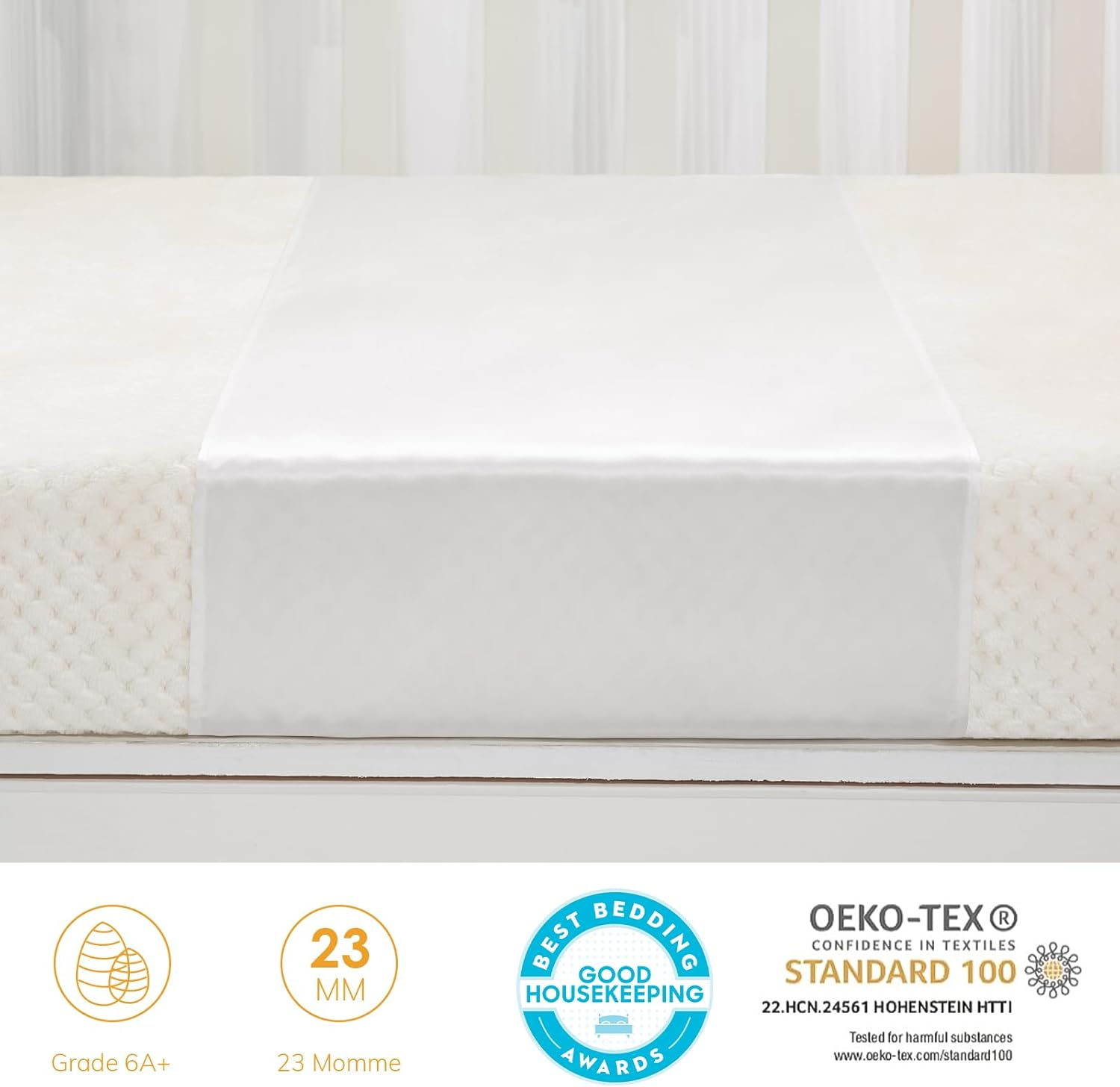 PROMEED 2 Pack 23 Momme Silk Crib Slip for Baby Hair, No More Bed Head and Baby Bald Spots, 100% Silk Crib/Bassinet Sheets for Baby Boy/Girl (White), Bassinet/Crib image number 5
