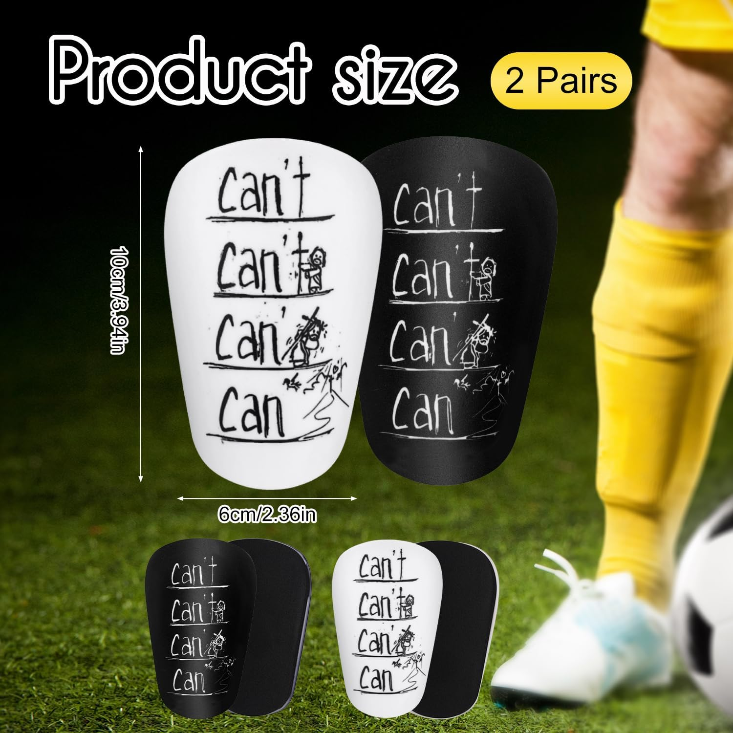 2 Pairs Mini Soccer Shin Guards, 3.94X2.36 Inch Small Shin Guards Anti-Slip Football Shin Pads Protective Shin Guards for Teenagers Children Adults Boys Girls