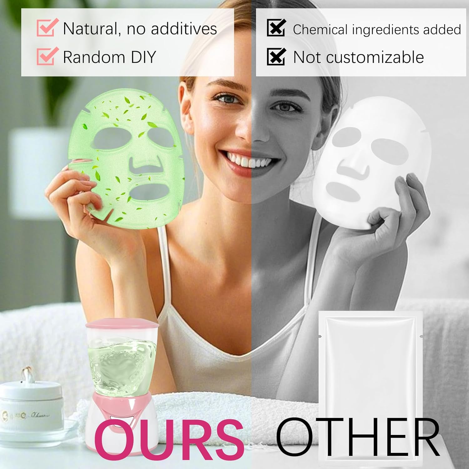 Beaufairy Face Mask Maker, Mini Facial Mask Machine, Fruit Vegetable Home Automatic DIY Skin Food Sheet Cream Mask SPA Care, Beauty Machine for Facial/Eye, with Mask Molds, 001 image number 5