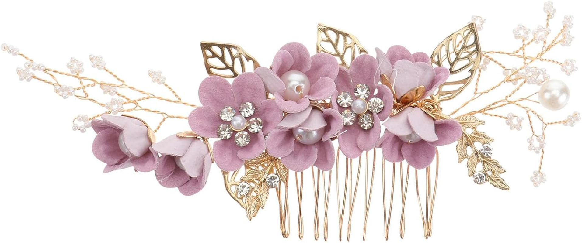 Hemobllo Side Hair Clips with Flowers for the Bride: Alloy Headpiece with Rhinestones and Flowers for Wedding Brides Hair Comb Wedding Prom Birthday Party image number 6