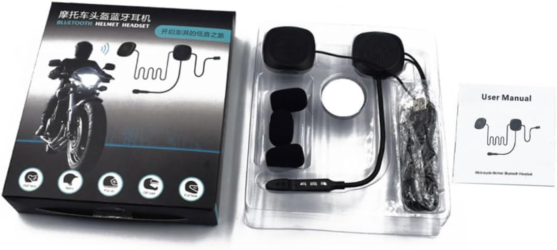 TEHAUX 1Pc Motorcycle Helmet Earphone with Mic Wireless Earpiece for Riders Durable in Helmet Design Superb Sound Quality Essential for Motorcycle Travel Black image number 2