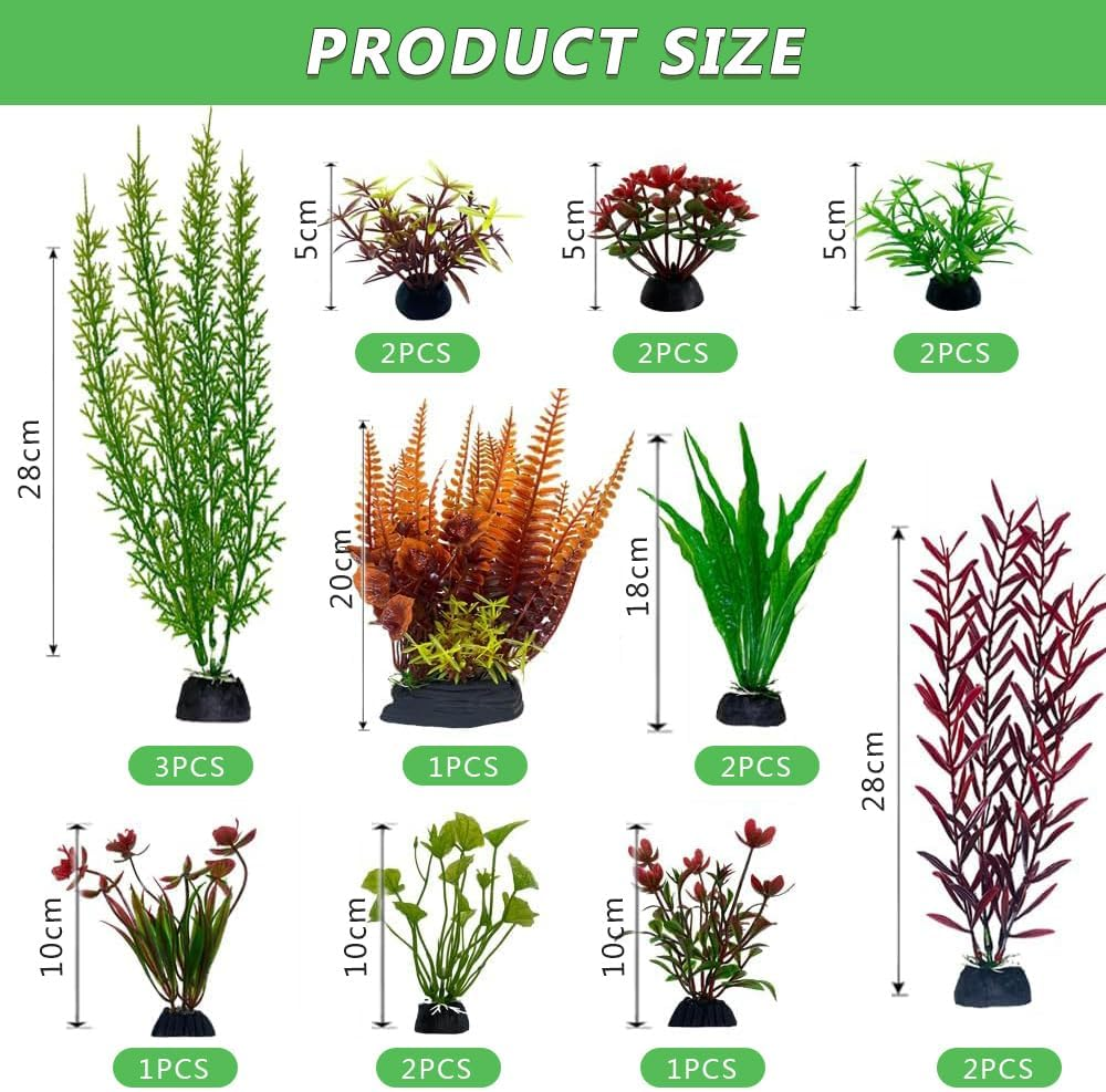Aquarium Plants,Artificial Fish Tank Decorations Decor Plastic Plants Set 18 Pcs Landscaping Decorations Fish Tank Accessories image number 5