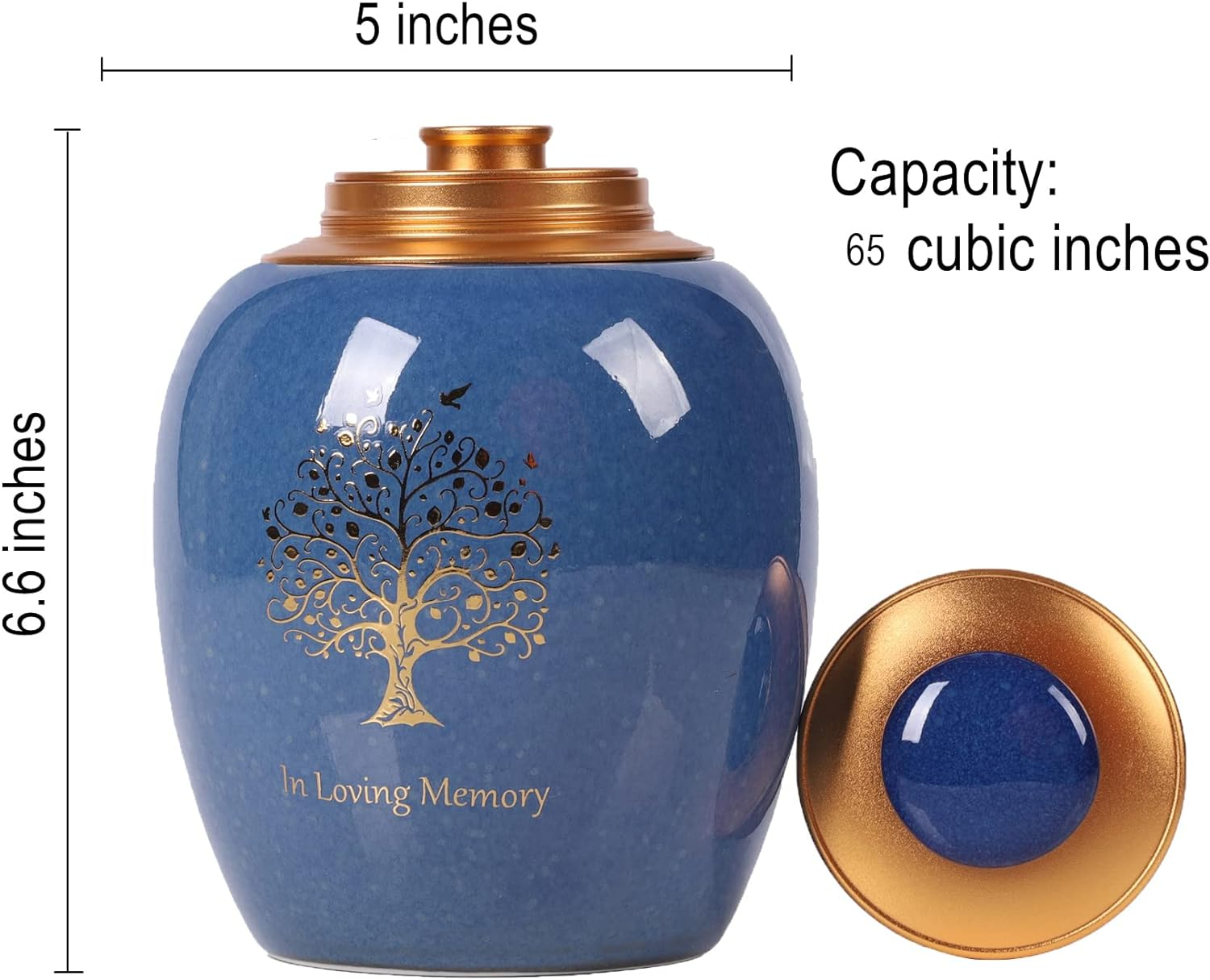 Medium Tree of Life Cremation Urn for Human Ashes - Beautiful Ceramic Keepsake - Holds 65 Cubic Inches of Human or Pet Remains image number 3