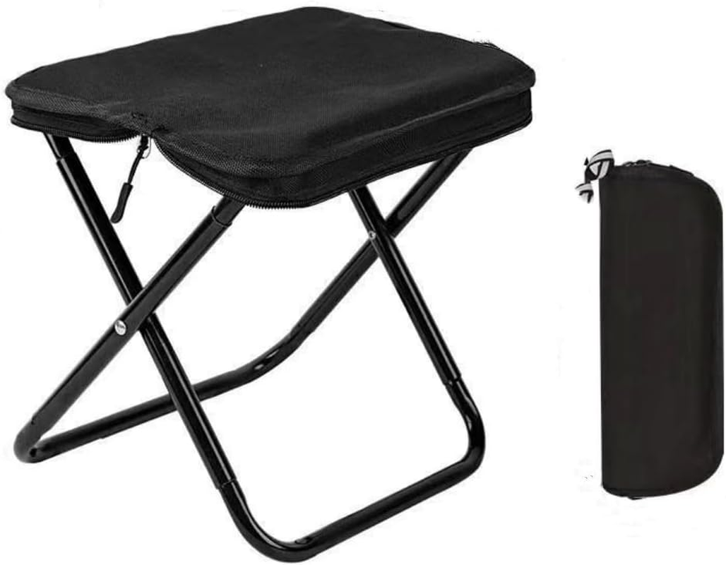 Folding Stool, Ultralight Travel Handbag Stool, Portable, High Load-Bearing, Thickened Bracket, Comfortable and Breathable for Outdoor,Camping,Hiking,Fishing,Queuing Rest,Long-Term Standing (Black)
