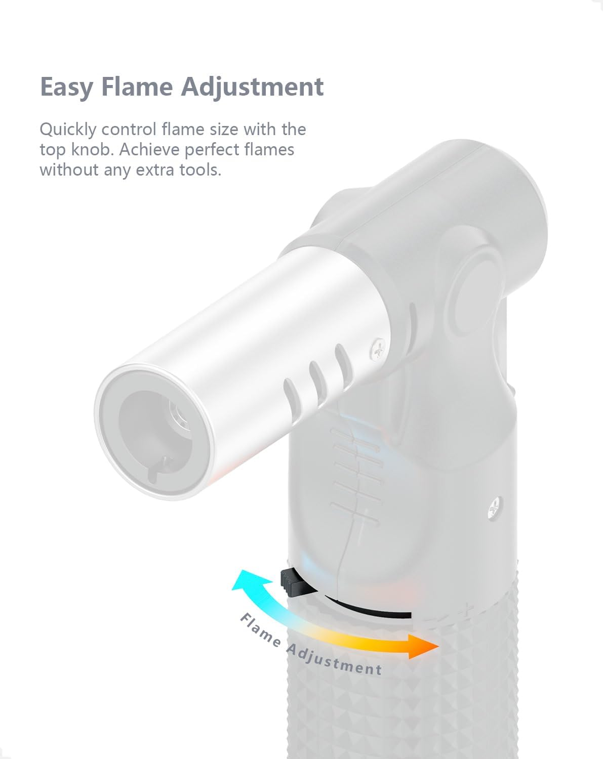 Torch Lighters, 2 Pack Adjustable Jet Flame Portable Butane Windproof Refillable Gas Lighter for Candle, Grill, BBQ, Fireworks (Not Included) image number 2