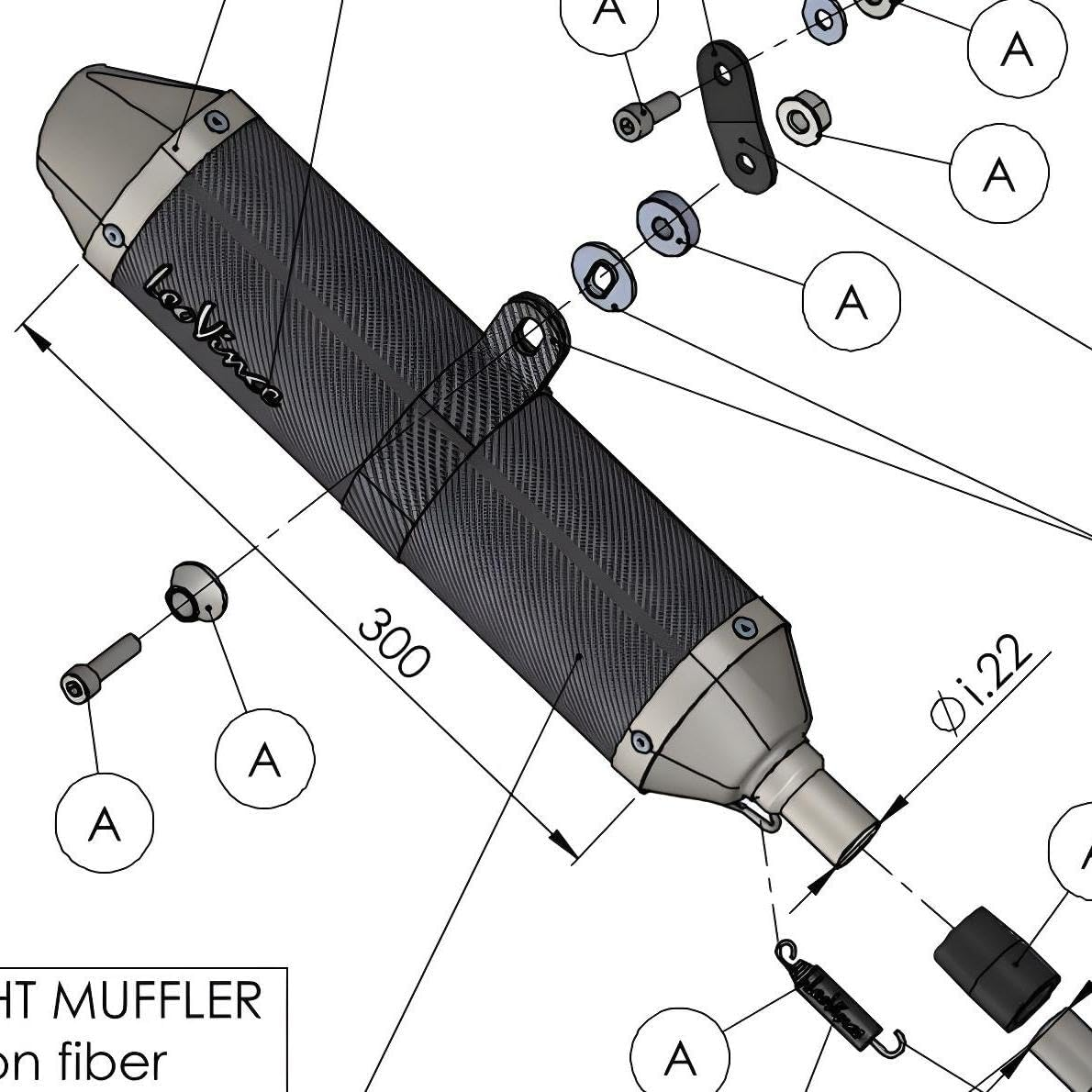 Exhaust Clamp Replacement Part Set Leovince Clamp Exhaust System SFX2 Carbon image number 3