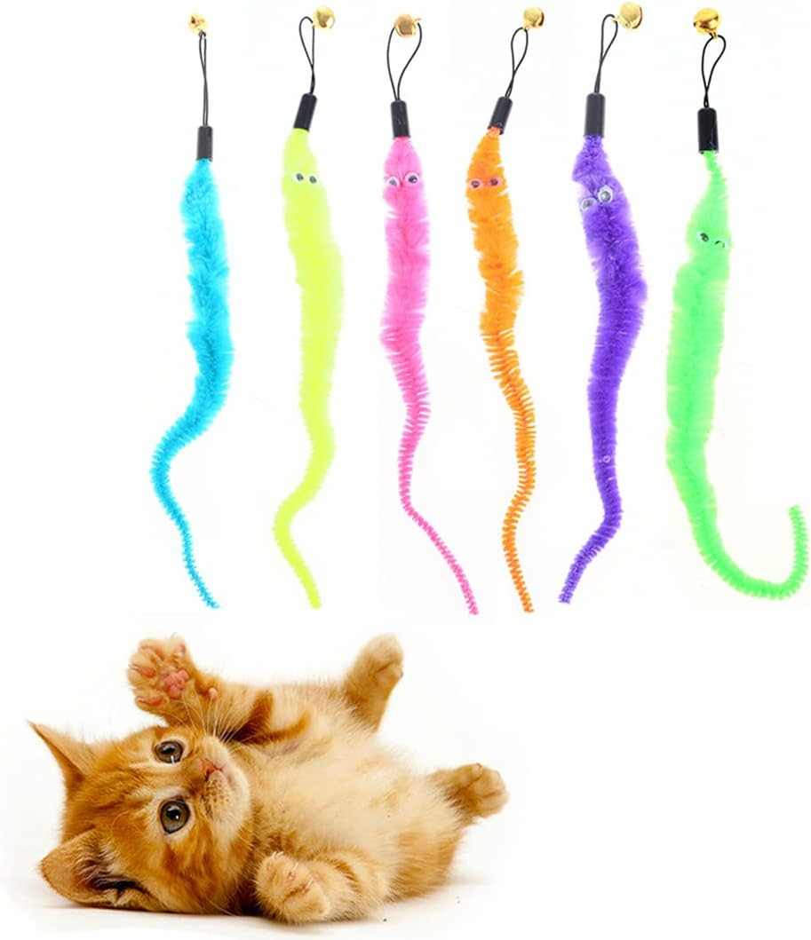 6 Pieces Cat Toys, Interactive Cat Toy, Colourful Fabric Ribbon Sticks, Cat Cord Toy, Indoor Cat Toy, Interactive, Pet Toy for Kitten Training, Cat Accessories image number 3