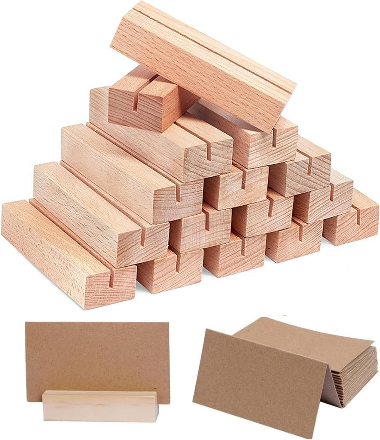 20Pcs Wooden Name Card Holder, Double Sided Display, Name Card Holder, Photo Holder, Table Number Holder, Wedding Party Event Decoration