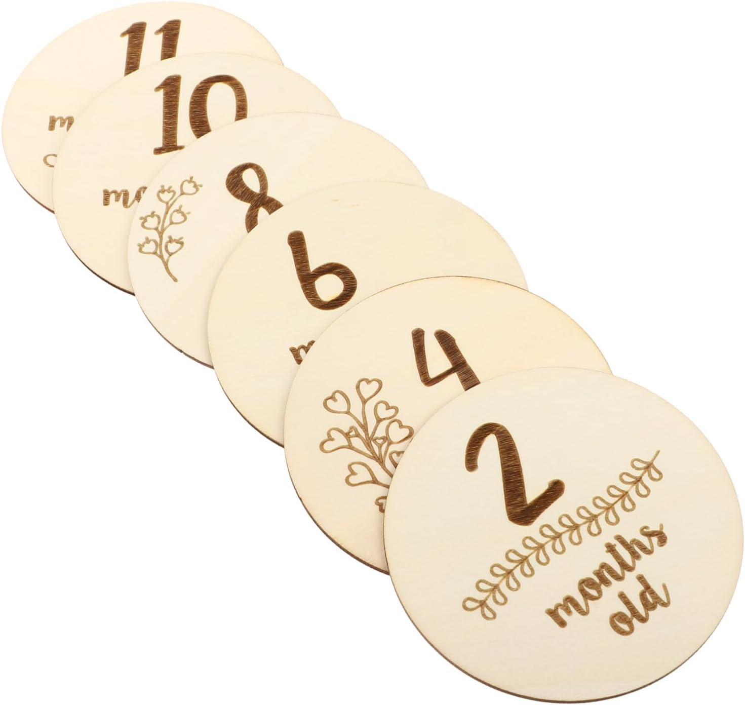 6Pcs Boy Girl Monthly Milestone Cards High Contrast Wooden Birth Cards for Photography Newborn Shower Fashion Design image number 3