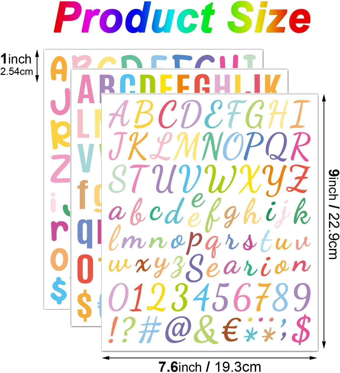 Mtxorvix Letter Stickers, 9 Sheets Colorful Self Adhesive Alphabet Number Stickers, for Decoration Arts, DIY Crafts, Scrapbook, Card Gift Wrapping, for Home, Classroom Decor image number 4