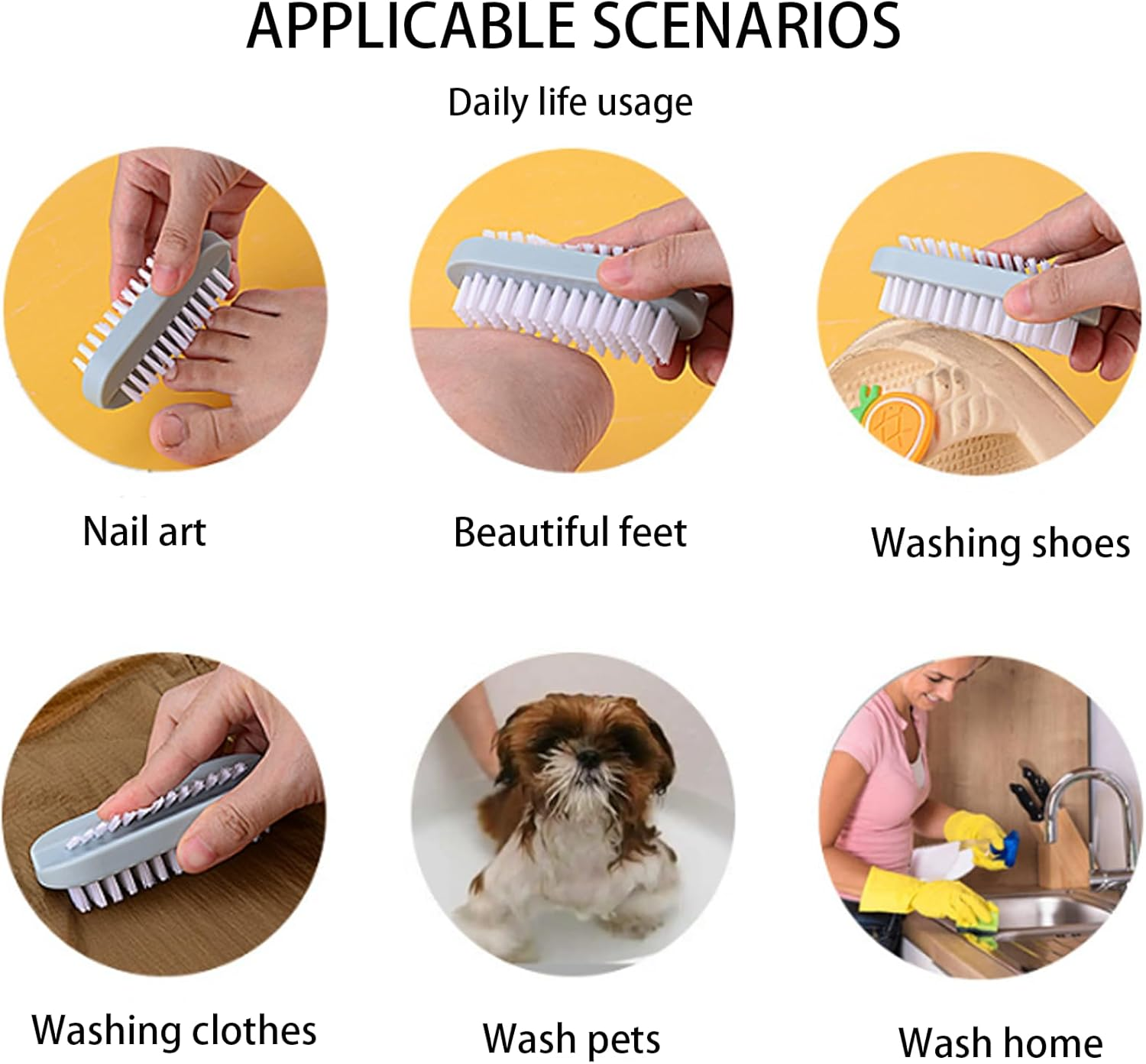 SSKHE Nail Brushes, 5 Pack Double Sided Nail Cleaning Brush for Hands Feet Nails, Portable Nail Scrubbing Brushes with Anti-Slip Handle, Nail Dust Brush for Men Women Kids image number 5