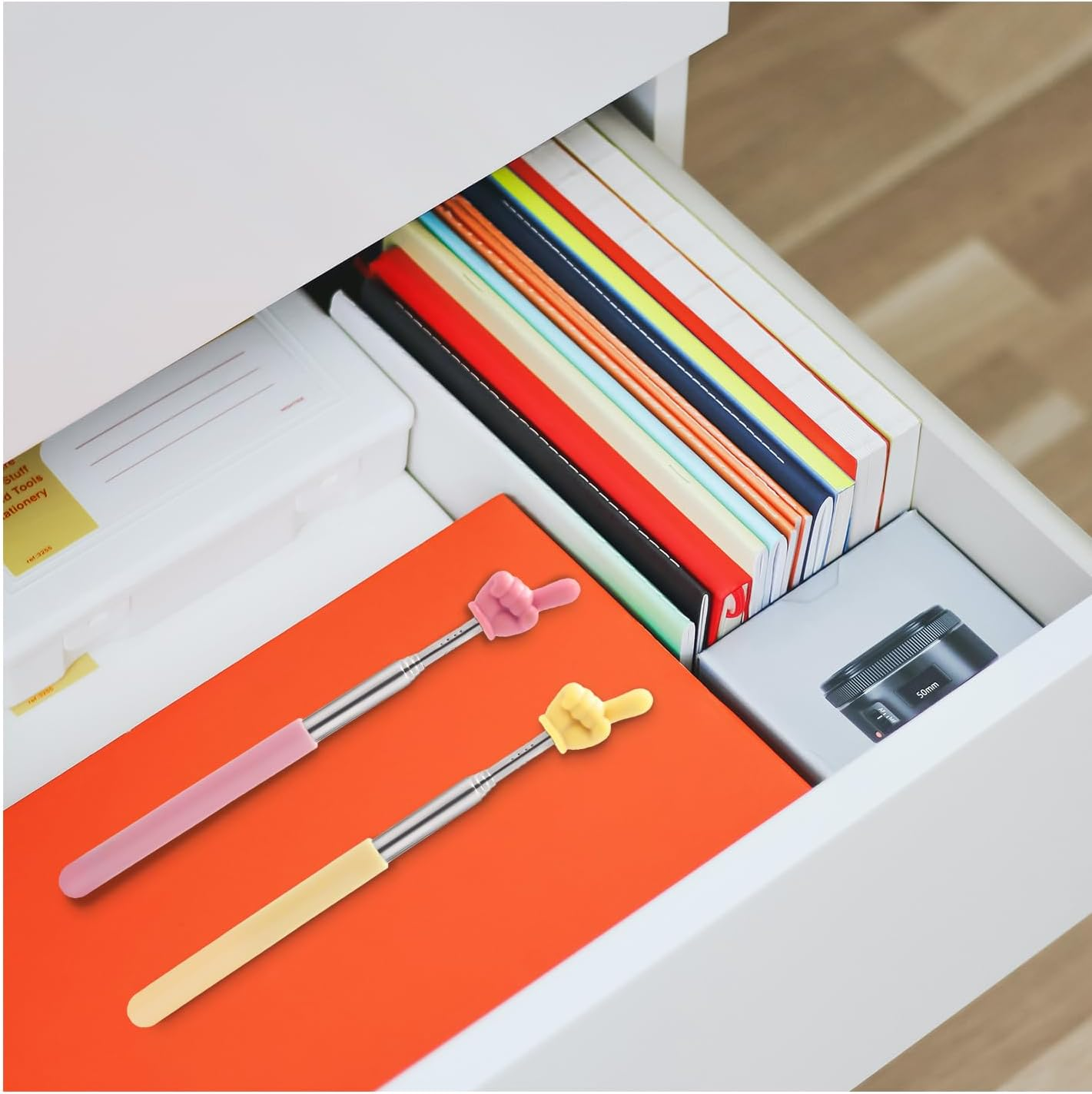 4Pcs Telescopic Teachers Pointer Sticks, Retractable Hand Whiteboard Pointer Finger Extendable Pointing Stick for Speakers Presentation Classroom Office (4 Colors) image number 4