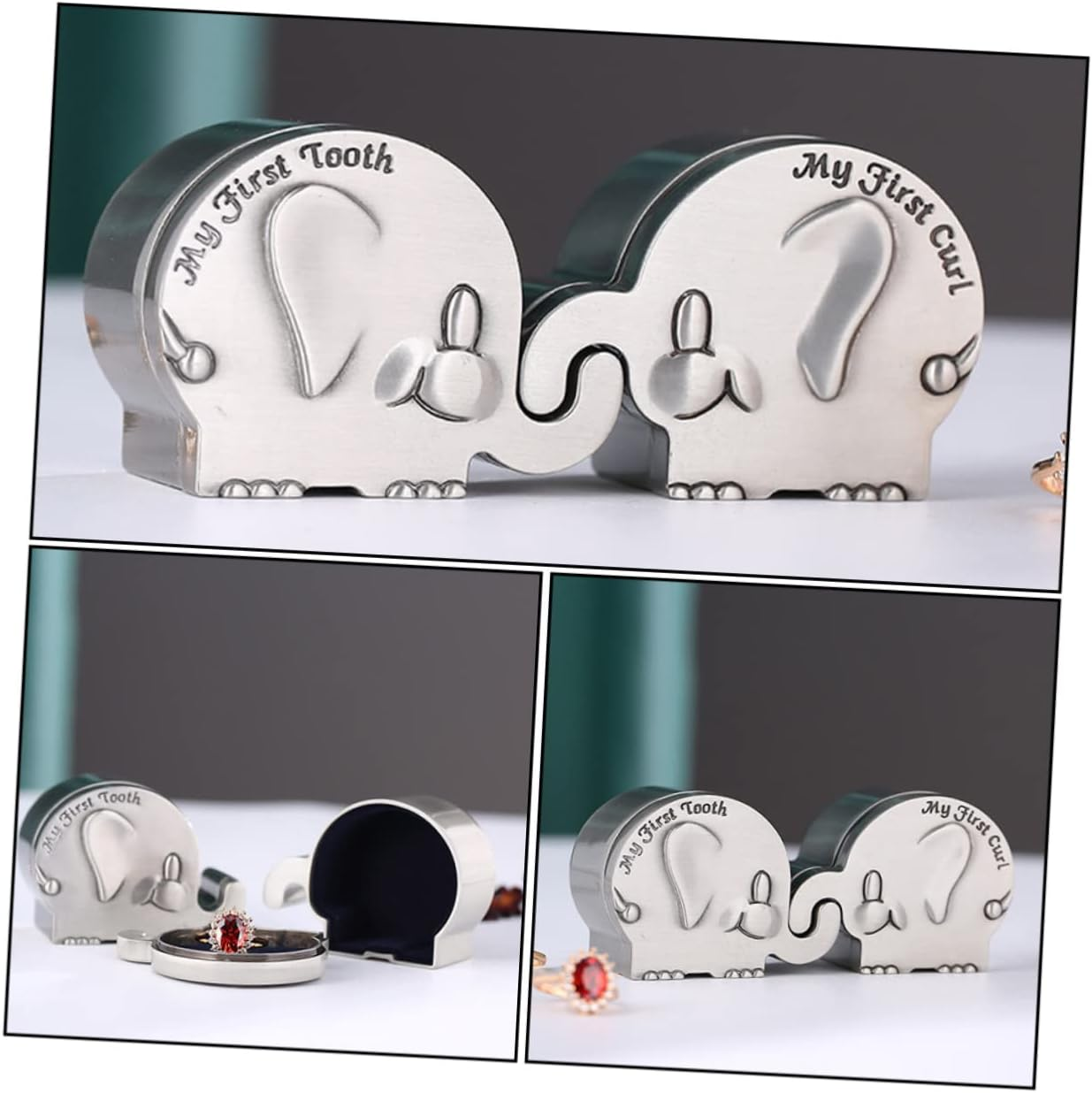 Fetal Hair Collection Box Elephant Shape First Tooth Keepsake Box for Newborn Shower image number 6