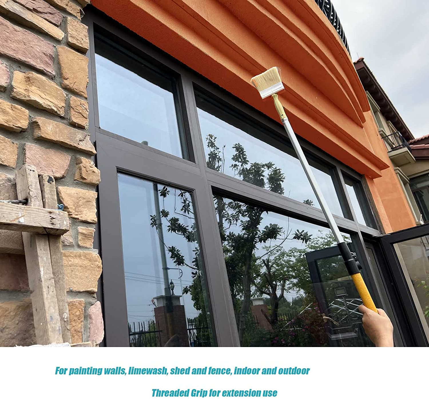 Deck Stain and Sealer Block Paint Brushes on Wood, Walls, Furniture, Shed and Fence, Large and Thick Bristle Paint Brushes, 3-Inch, 4-Inch and 6-Inch, Set of 3 image number 6