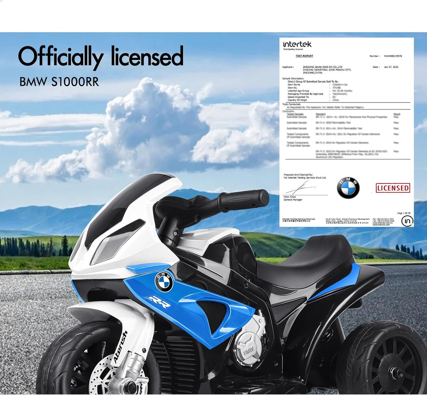 ALFORDSON Kids Ride on Car Motorbike 6V Eletric Motor, Toy Car with Music Player & Brilliant LED Headlights Tail Light, Ride-On Motorcycle Design Toy Vehicle for Toddler, Blue image number 4