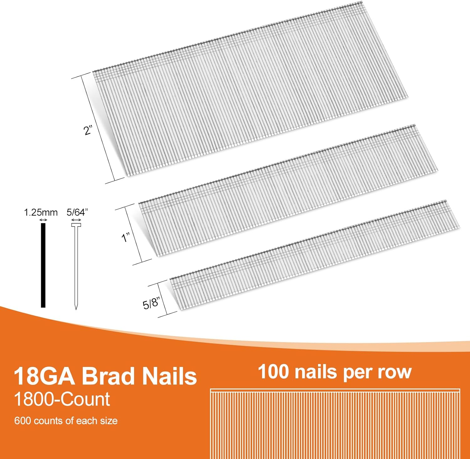 PINOZE 4200-Count 18 Gauge 1/4" Narrow Crown Staples (1-1/2" 1-1/4" 1" 3/4" 1/2") & 18GA Brad Nails (2" 1" 5/8"), Heavy Duty Galvanized Upholstery Staple for Pneumatic/Electric Stapler Gun/Brad Nailer