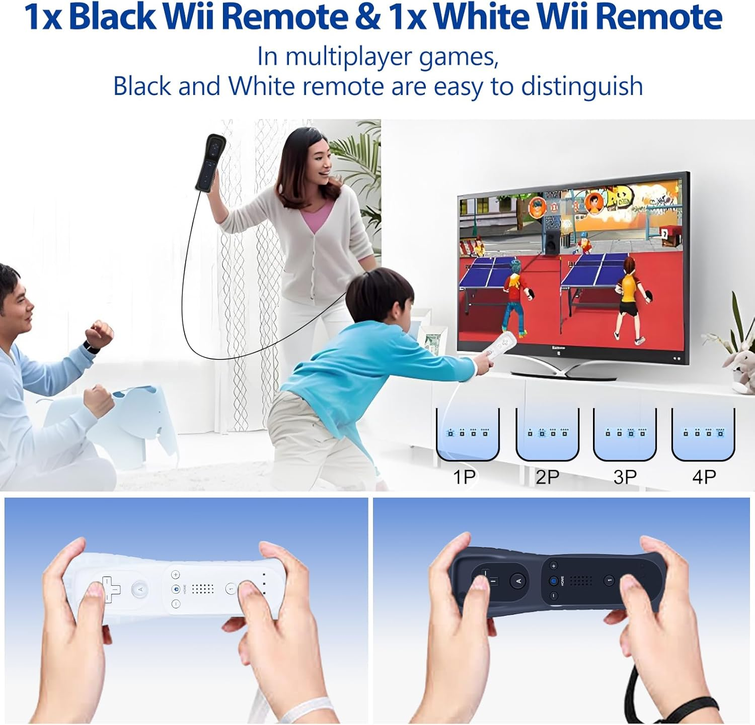 PZL 2 Pack New Remote with Nunchuck for Wii Controller, Compatible with Nintendo Wii/Wii U, with Silicone Case - White and Black image number 2