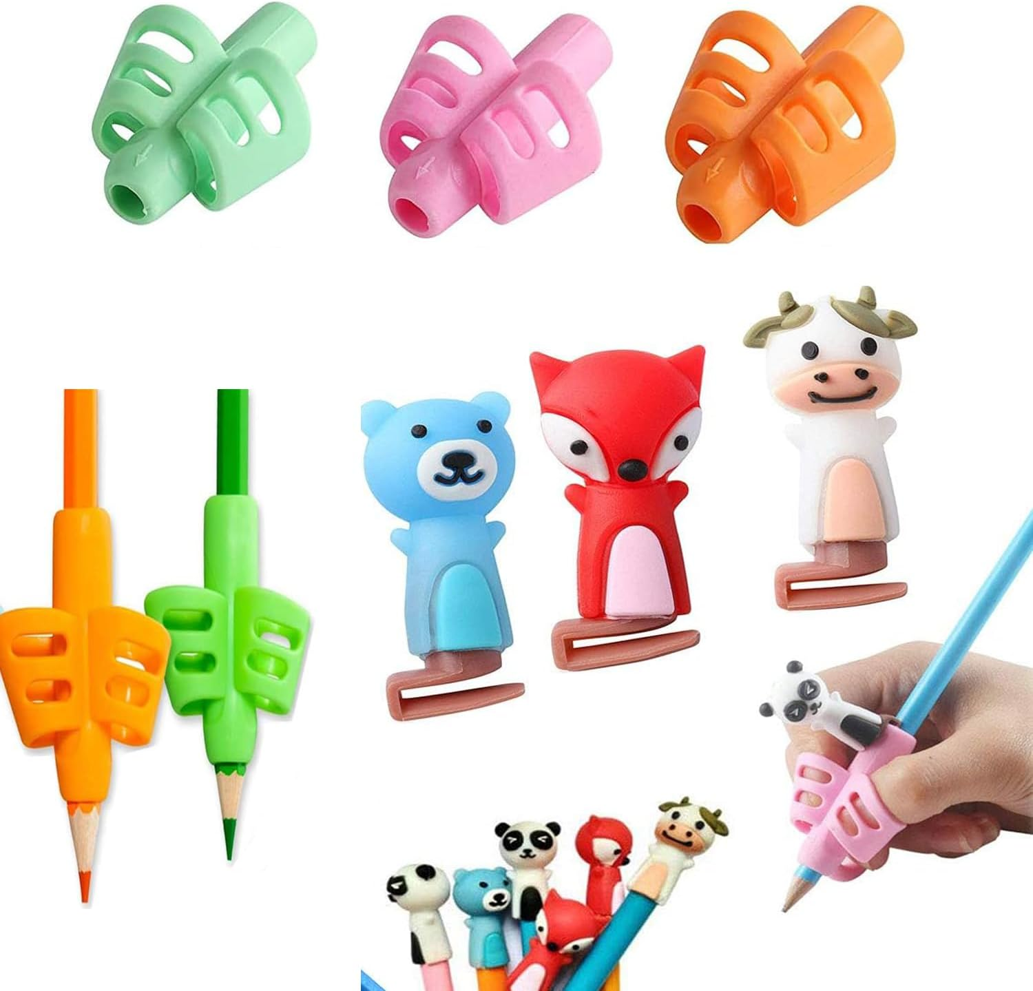 6 Pcs Pencil Grips for Handwriting,Pen Grips Trainer for Kindergarten Children Adults,Finger Grip Posture Correction for Handwriting,Drawing,Coloring,Suitable for Ergonomic Right or Left-Handed Use image number 1