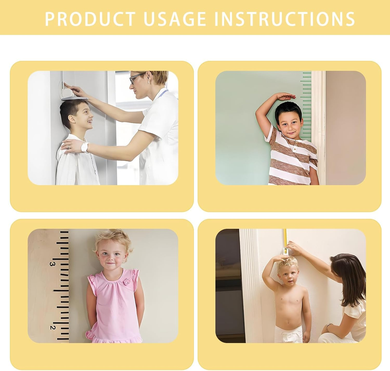 Giraffe Height Chart, Growth Measurement Device Fun Height Measure Tool with Hook Children Teenager Growth Record Cartoon Giraffe, for Bedroom Nursery Wall Decoration image number 5