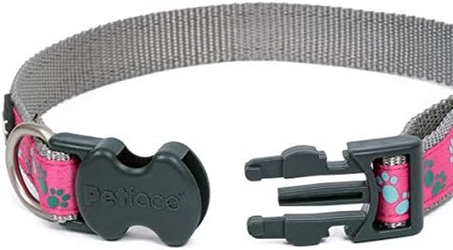 Petface Paws Print Dog Collar, Large, Cerise/Grey image number 4