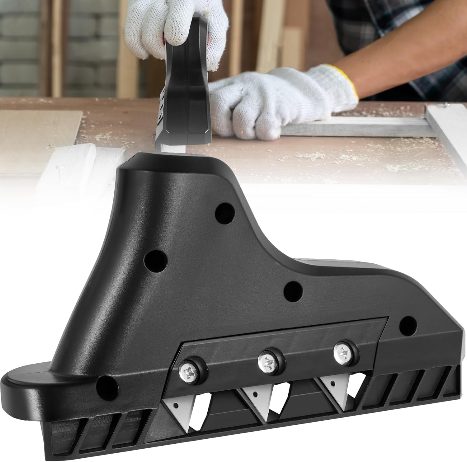 Plasterboard Fast Cutter Plasterboard Edger 45&deg; 60&deg; Gypsum Board Chamferer Planers Drywall Hand Cutting Tool with 10 Replacement Blades Storage Box image number 3