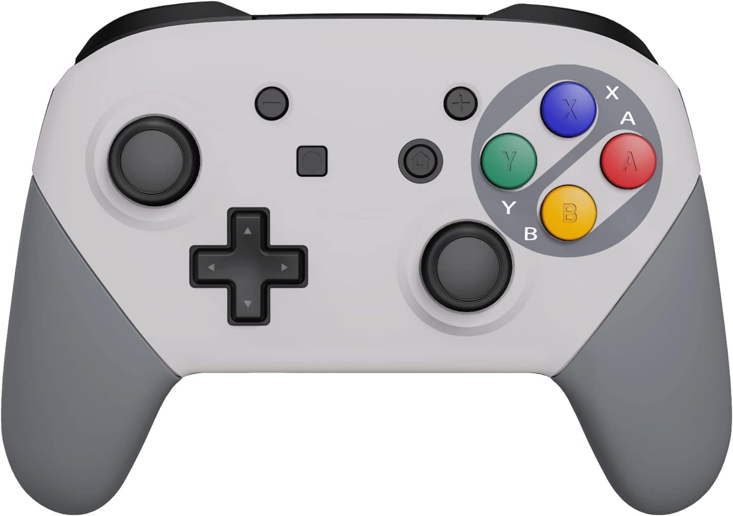 Extremerate Faceplate Backplate Handles for Switch Pro Controller, Classic SNES Style Replacement Shell Case with Red D-Pad ABXY Buttons for Nintendo Switch Pro - Controller NOT Included