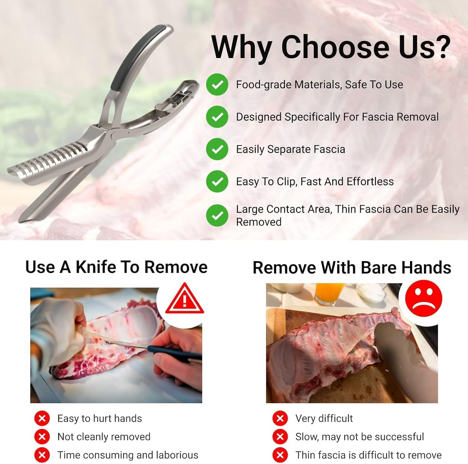 Rib Prep Tool Pro, BBQ Rib Skinner, Stainless Steel Rib Membrane Remover Tool, Ergonomic Design for Effortless BBQ Rib Preparation (1PC) - 1Pc image number 4