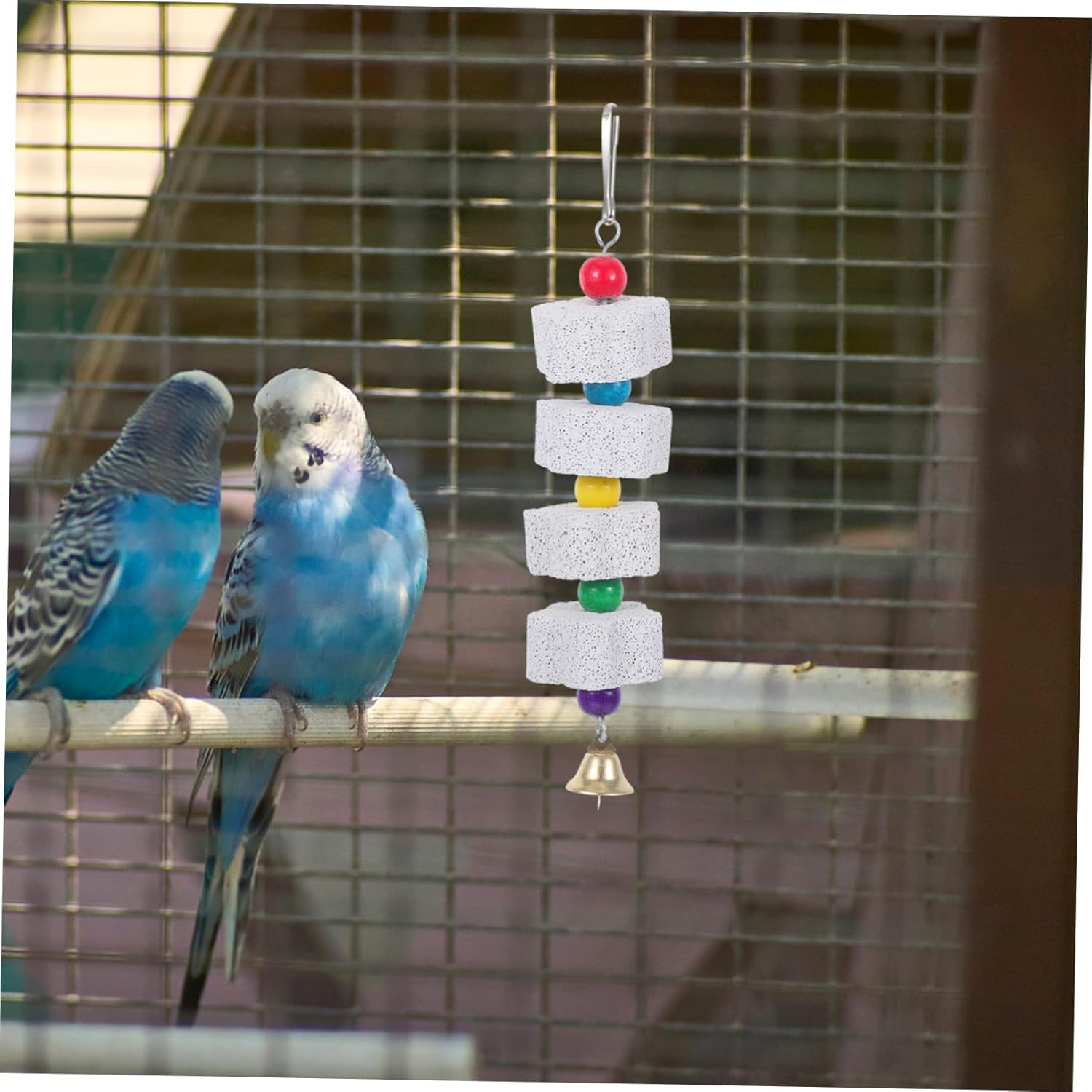 Ifundom Natural Stone Beak Grinder for Parrots Small Animal Chew Toys Bird Cage Accessories image number 6