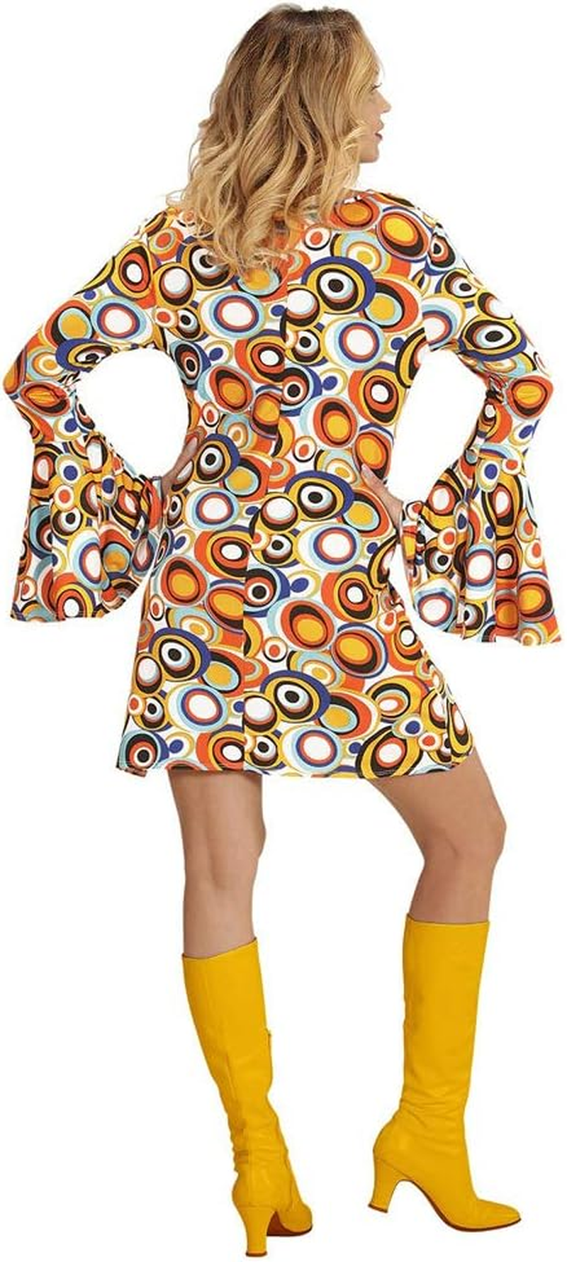 Widmann 08890 Adults Costume 70S Retro Dress Ladies Colourful XXL