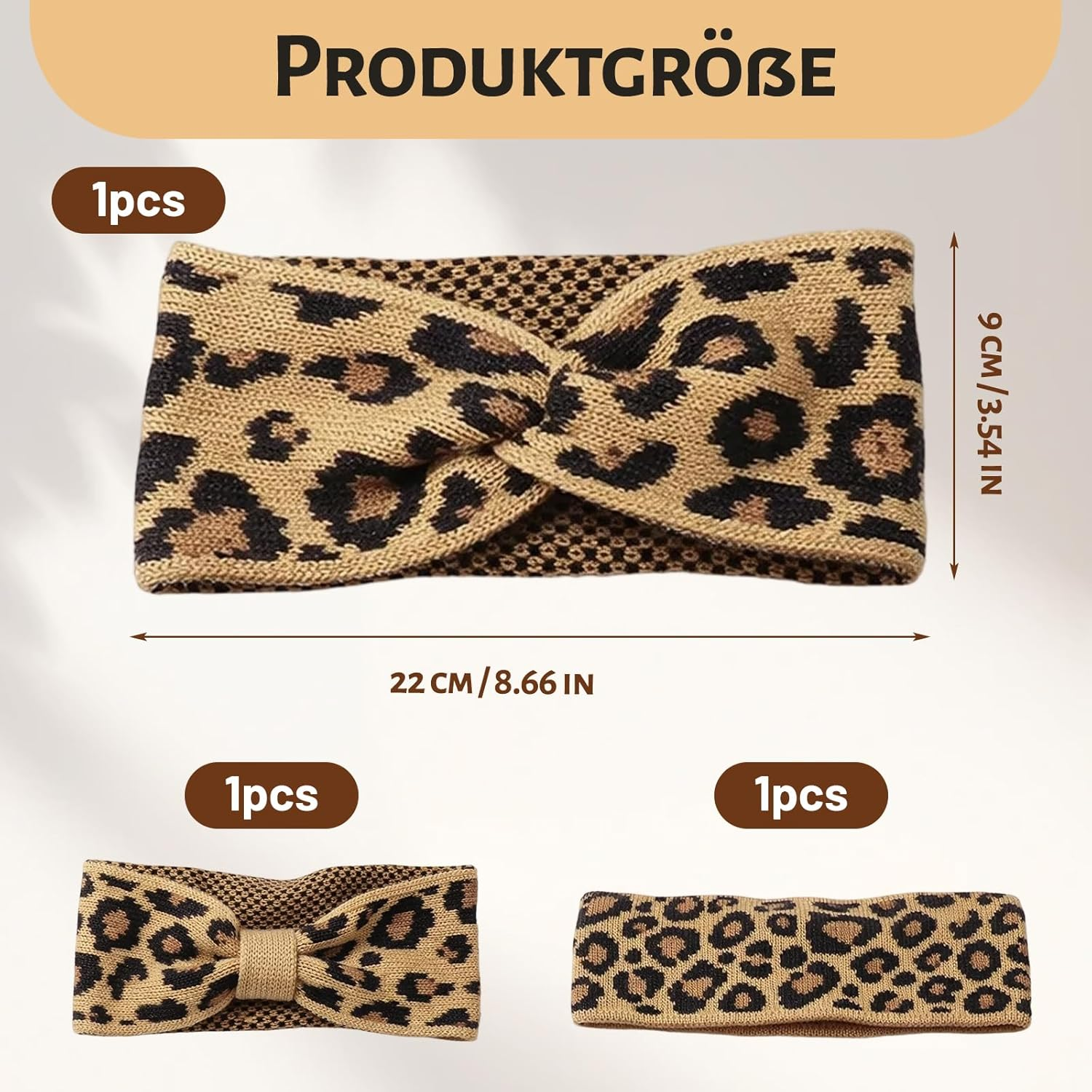 Leopard Print Headband, Leo Headband Women, Set of 3, Soft Fleece, Winter Women, Headband Leopard Print Girls, Women Autumn image number 2