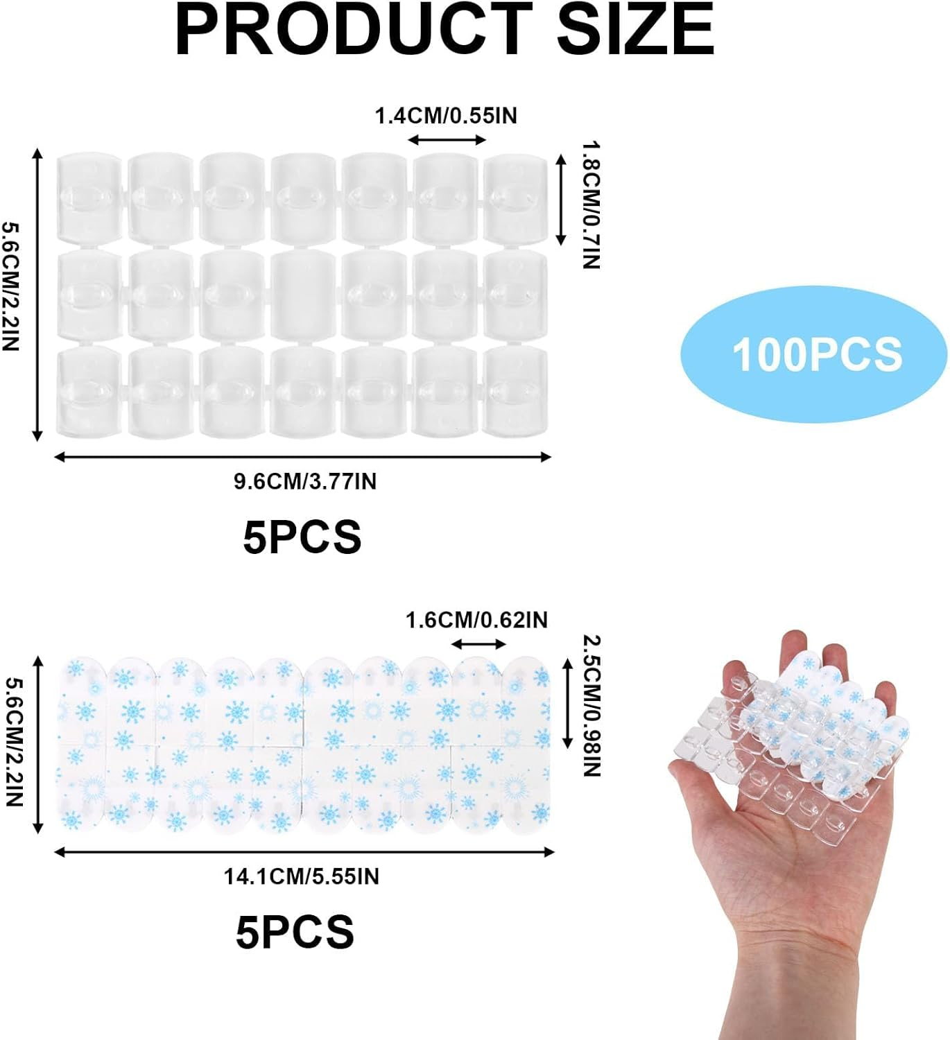 100 Pcs Indoor Mini Light Clips - Damage-Free Adhesive Hooks for Christmas Lights & Home Decor, No-Tool Hanging Solution for Walls, Windows & More, Includes 100 Clear Clips & 100 Strips image number 4