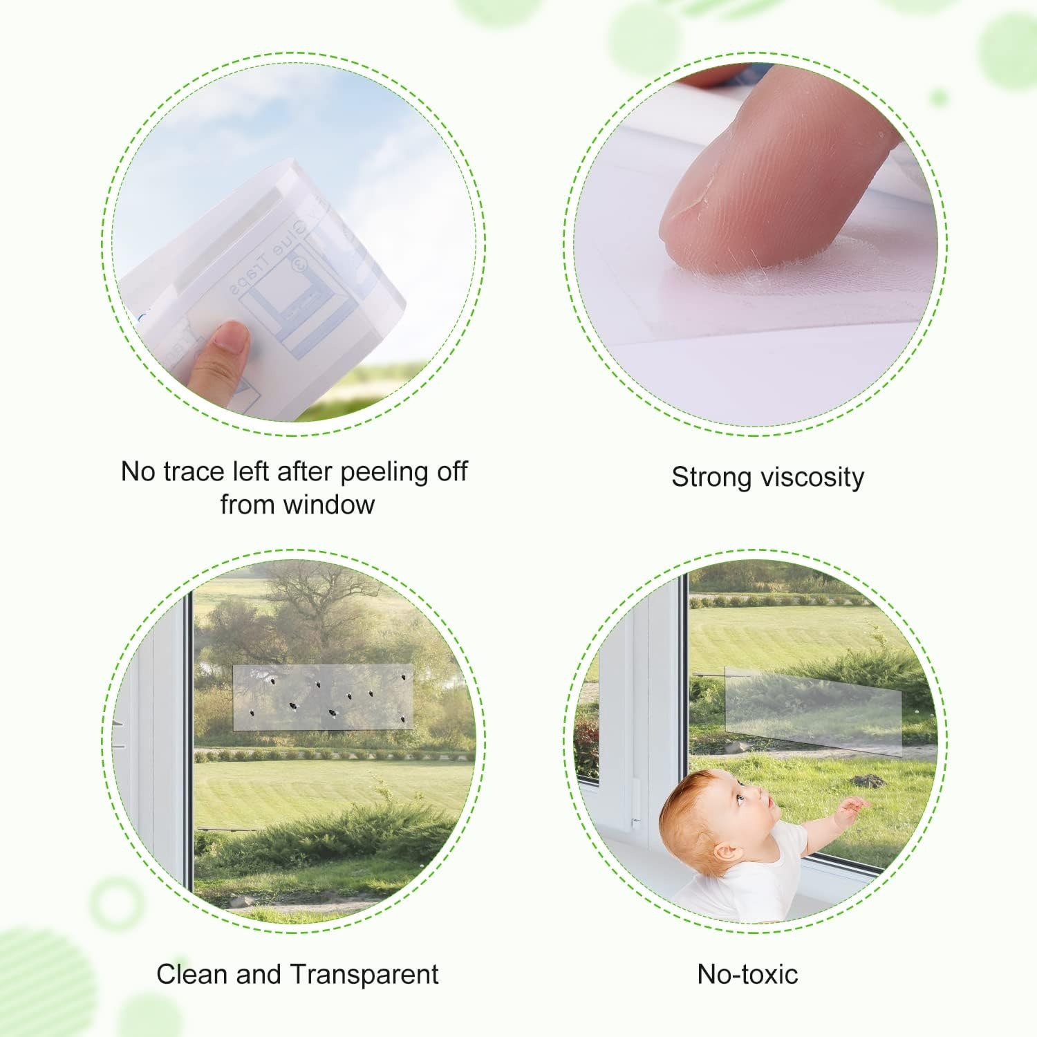 TOYMIS 20Pcs Fly Catcher Sticky Strip, Flycatcher Sticker Clear Fly Paper Strip Window Fly Trap Stickers for Windows Home School Restaurant Fruit Shop Farm image number 6