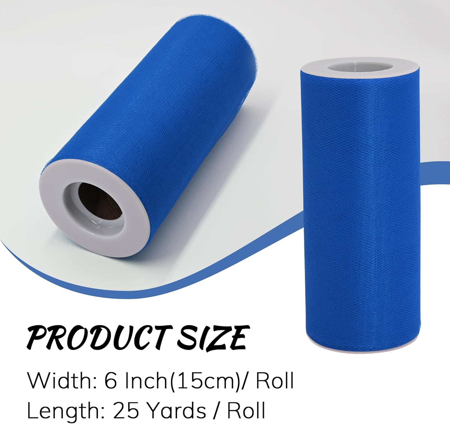 Royal Blue Tulle Fabric Roll - 6 Inch X 25 Yards Tulle Ribbon for Gift Wrapping DIY Crafts Party Decorations and Making Ponchos and More image number 1
