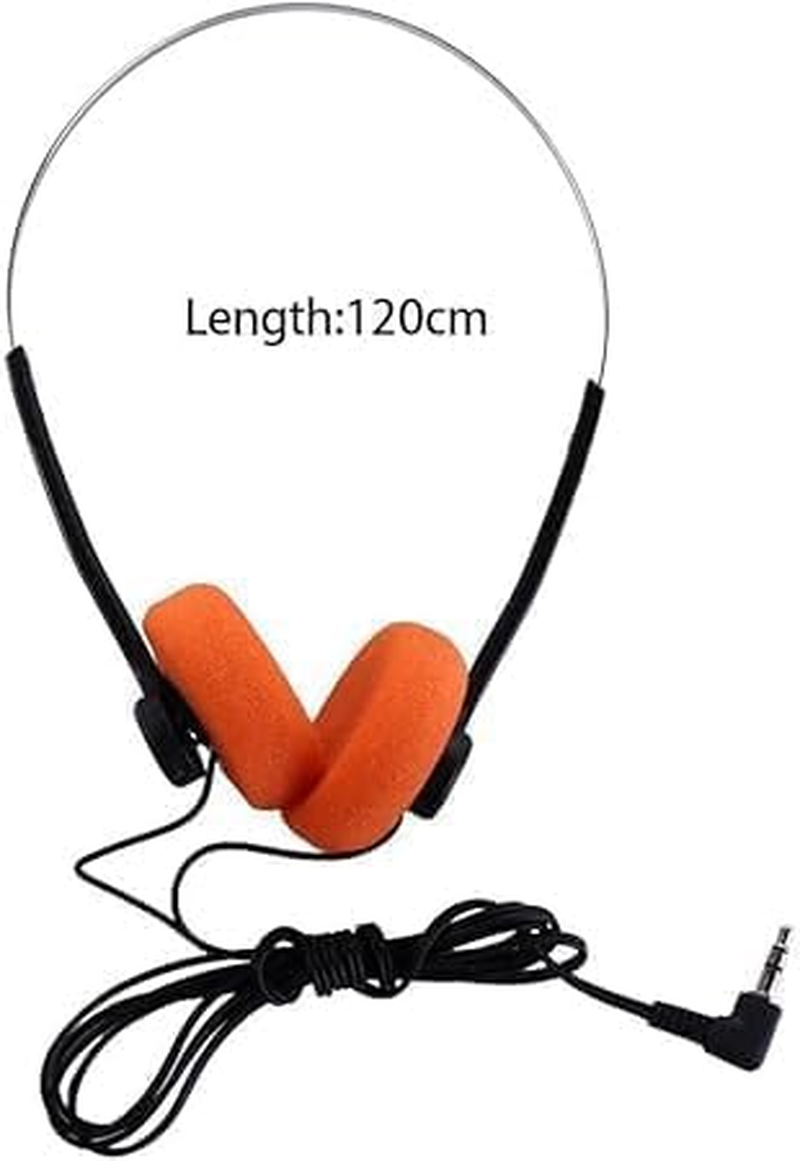 Orange Retro over Ear Earbuds, Mini Stereo Lightweight Headphones with Cord, 80S 90S Vintage Headset Wired Hi-Fi Stereo Earphones, Compatible with Most Cell Phones/Cellphones