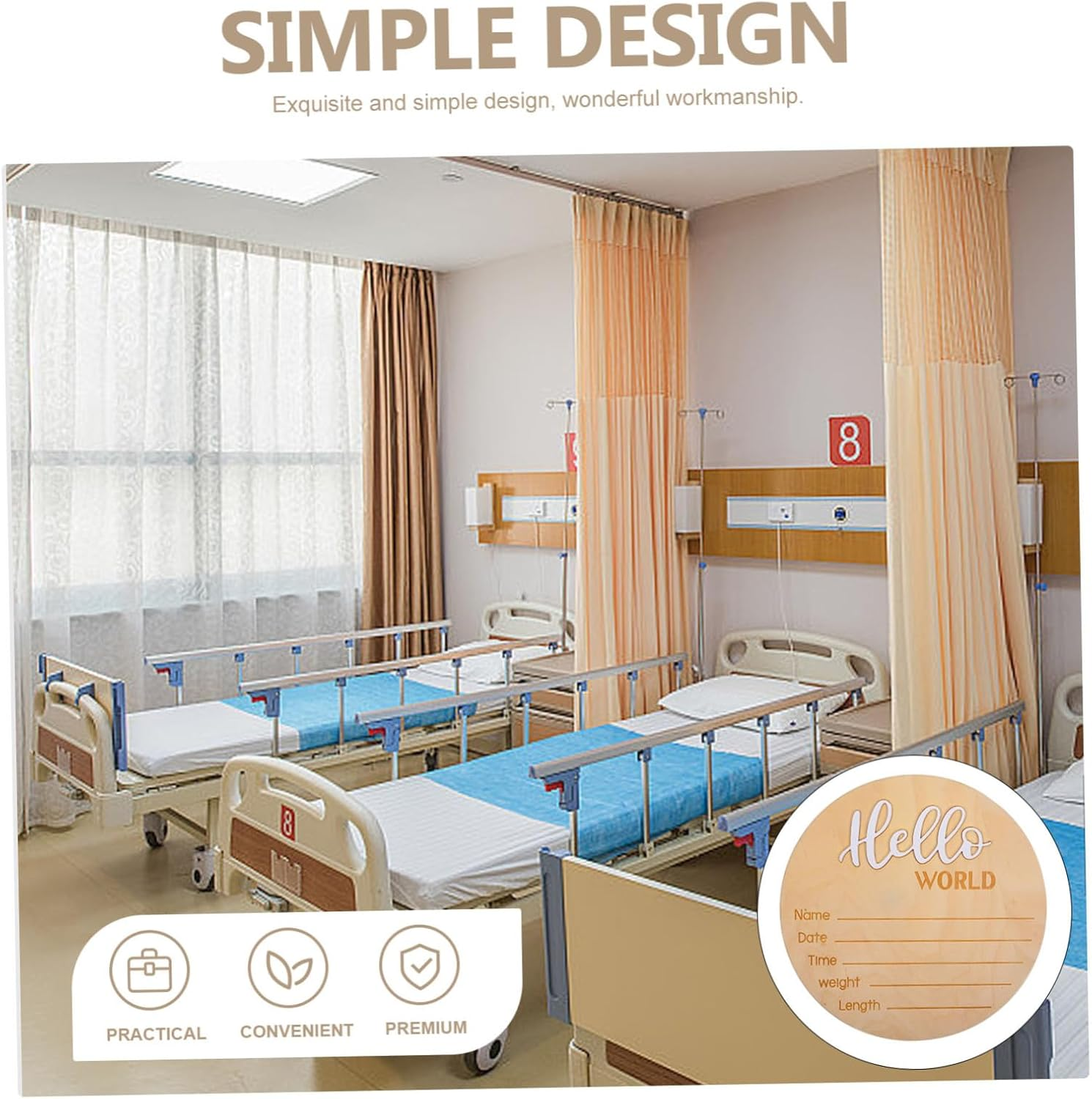 Minkissy Wooden Newborn Name Sign Birth Announcement Sign for Hospital for Boy Girl image number 5