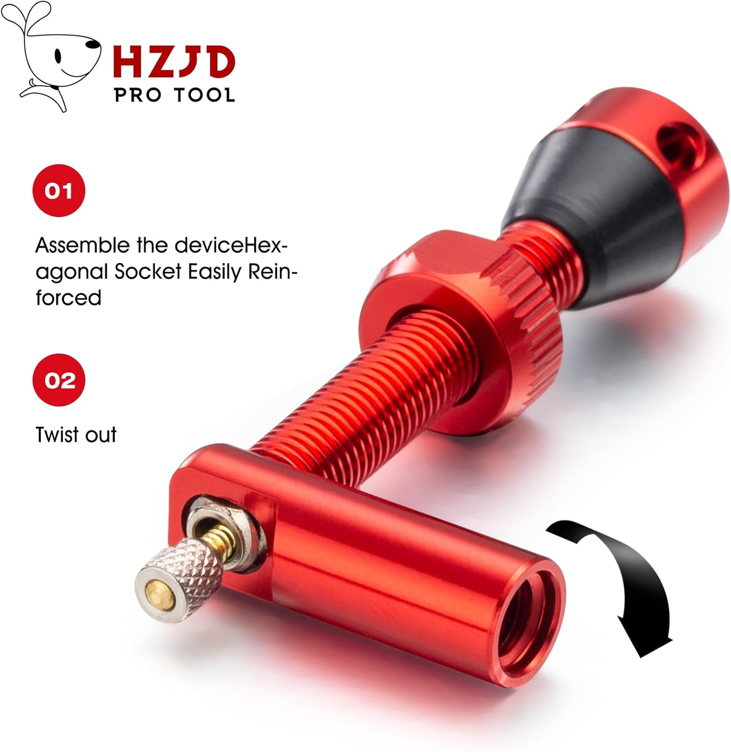 2PCS Tubeless Valves, Red, Quality Super Light Alloy Presta Valve Stem(44 Mm) - Black image number 2