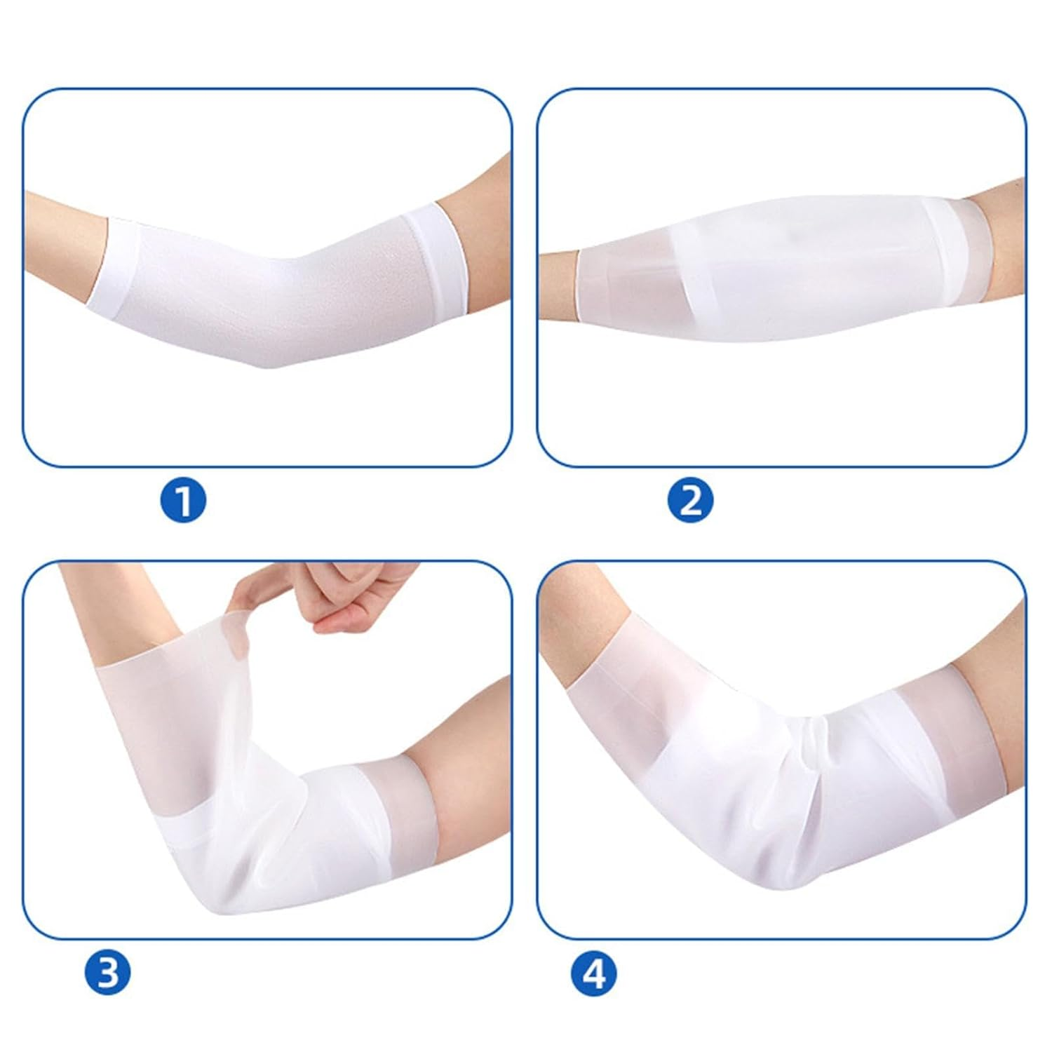 Elbow Silicone Sleeve, Arm Cover Dressing Silicone Sleeve for Shower - Keeps Elbow Dressing Dry Plaster Protector with Cotton Liner for Bathing, Shower image number 4