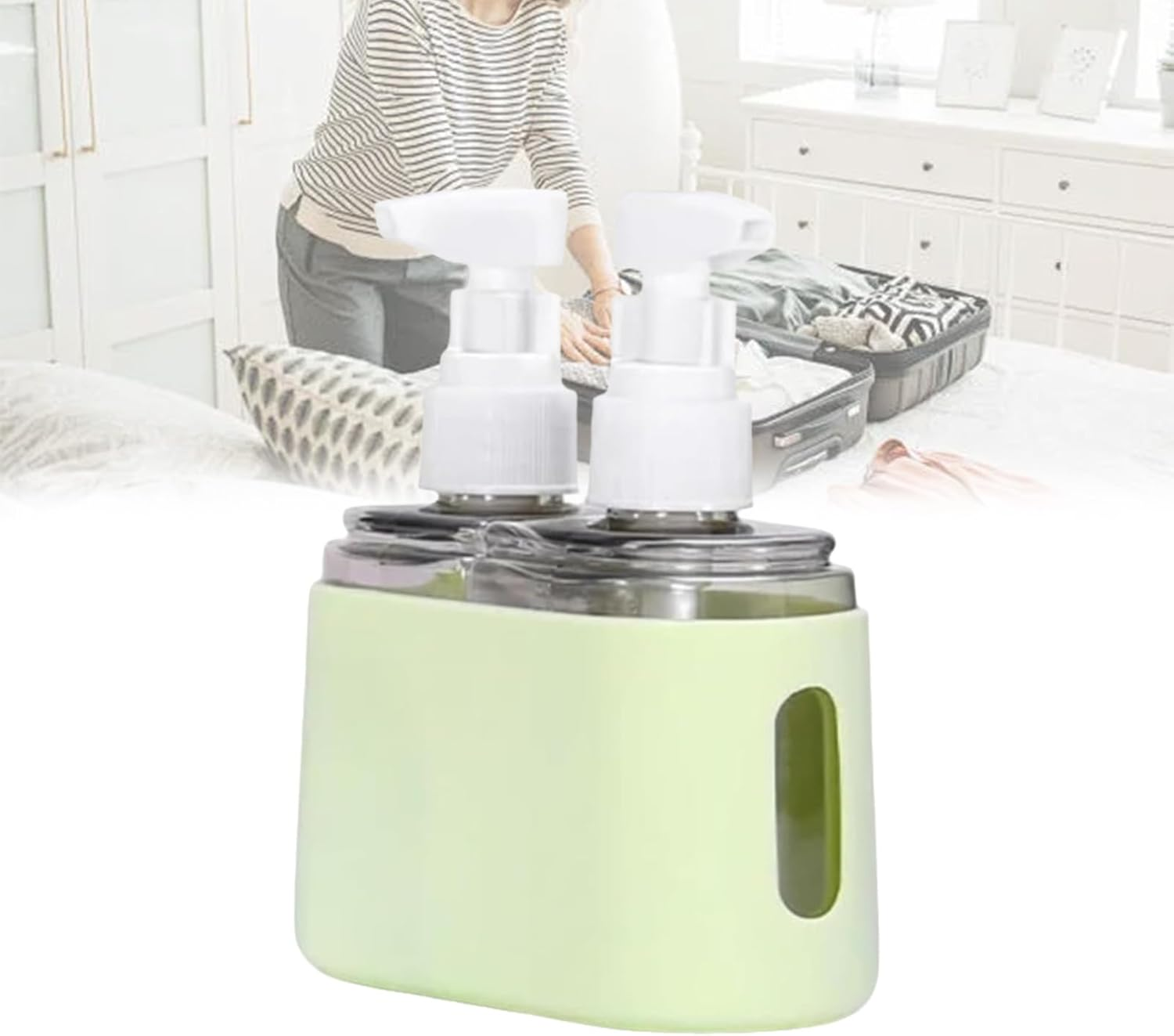 Mini Shampoo Dispenser Portable Travel Bottle Set, up to 4 in 1 Travel Pump Bottles Dispenser Bottles,Leak Proof Reusable Travel Bottles for Toiletries Refill, Shampoo Lotion Liquid (Gray, 2 in 1)